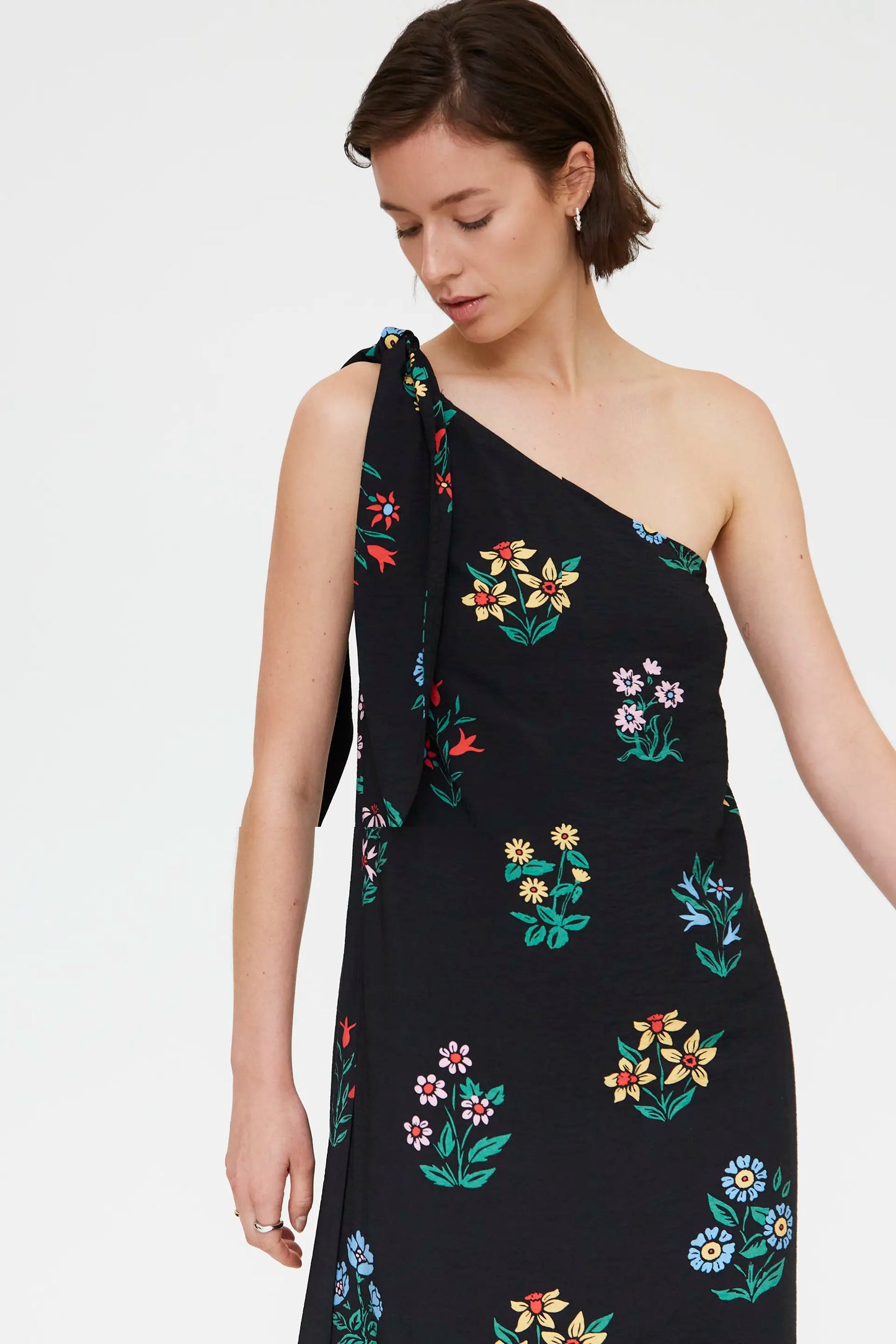 Vestido largo asimétrico con estampado Multicolor Gardener