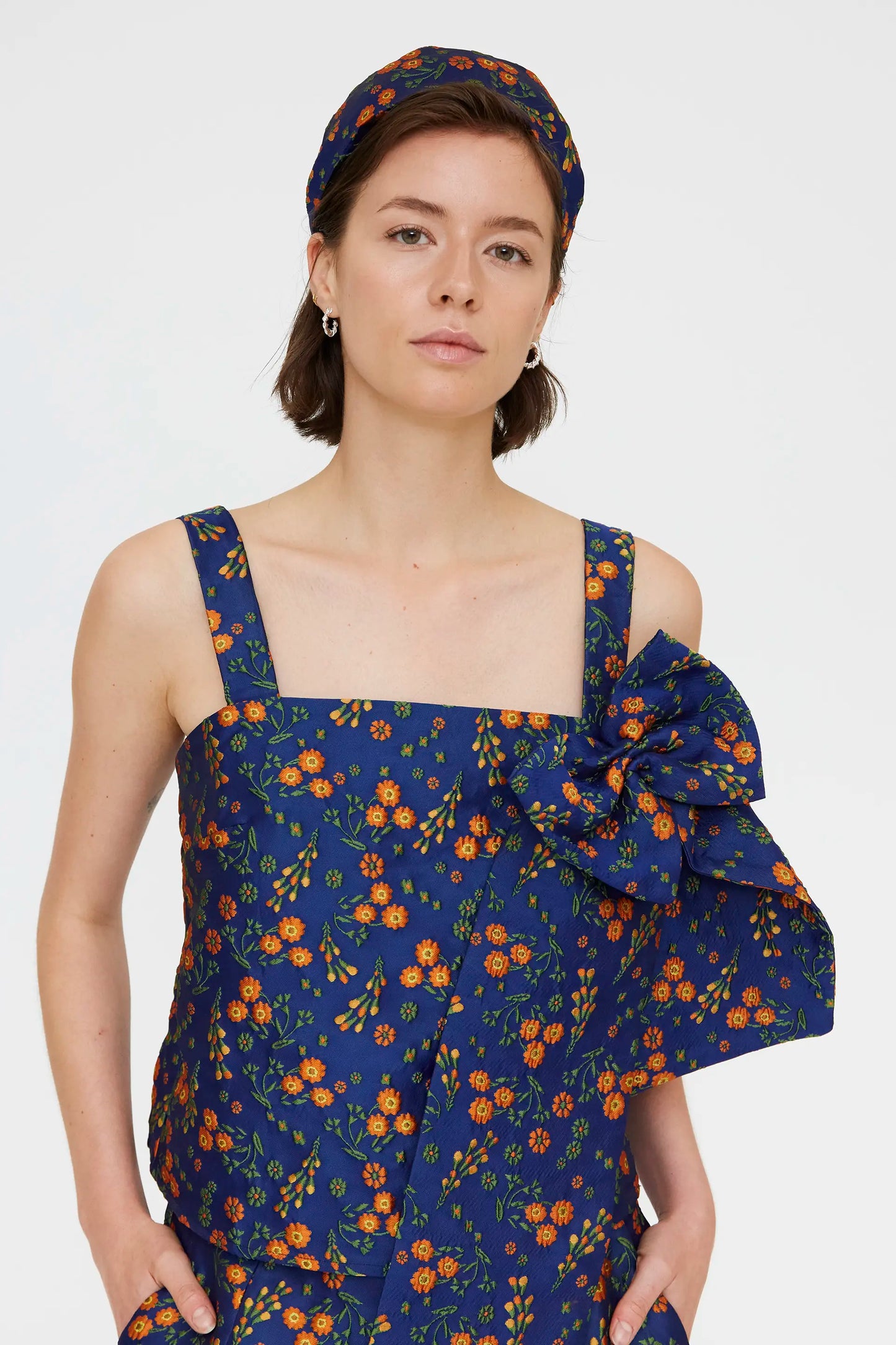 Headband with Flowers Jacquard print