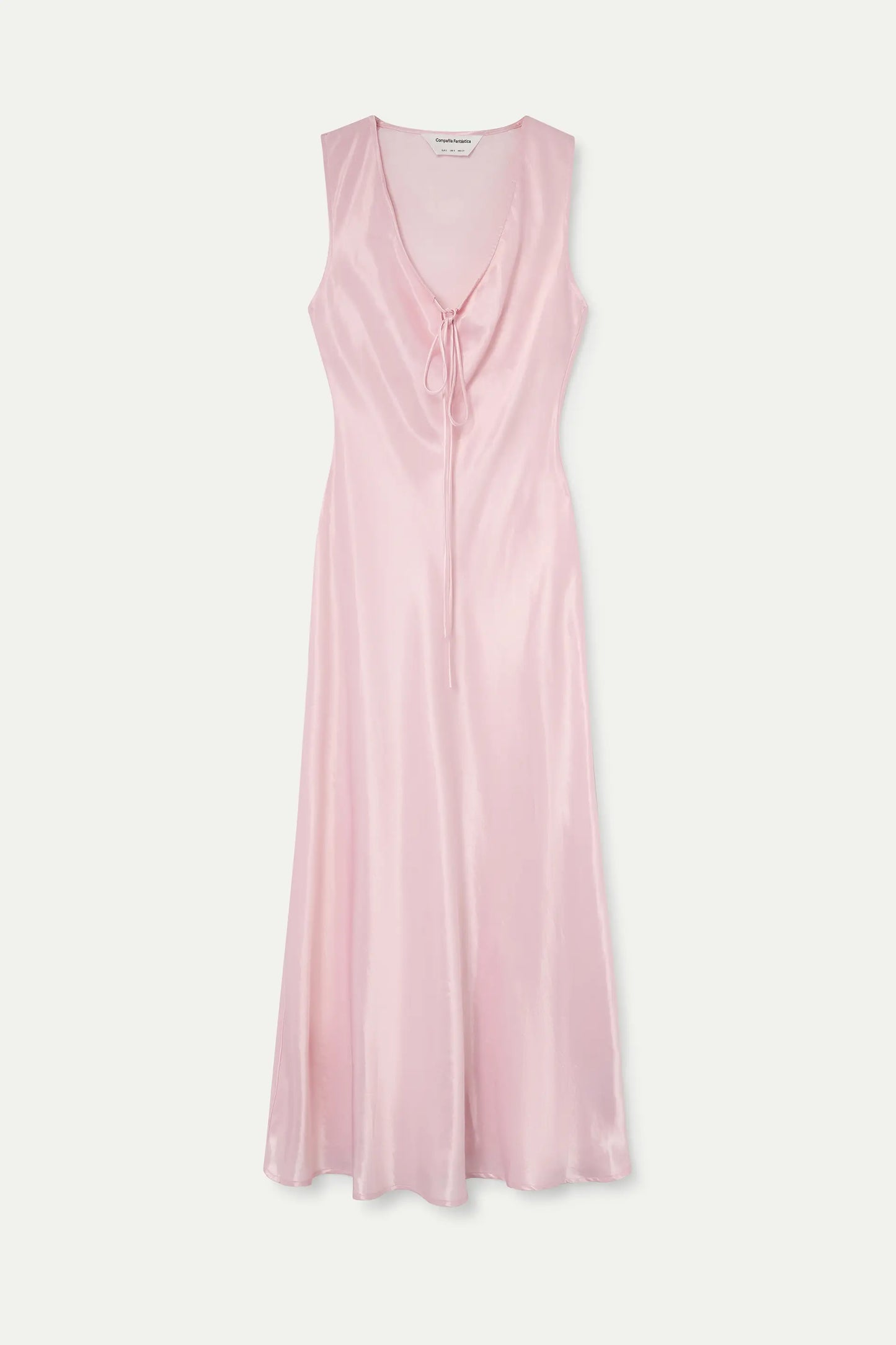 Vestido largo rosa satinado