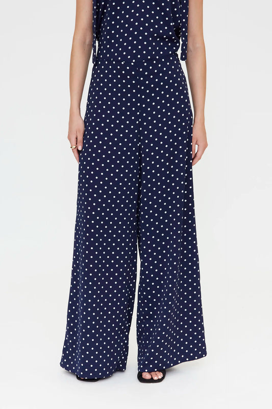 Pantalón con estampado mini dots azul marino