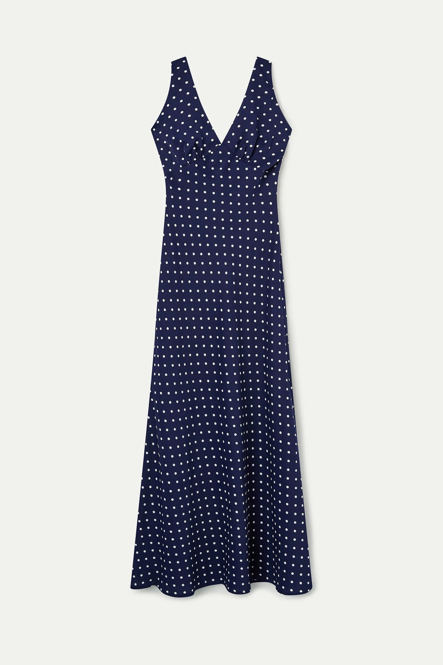 Navy blue mini dot print midi dress