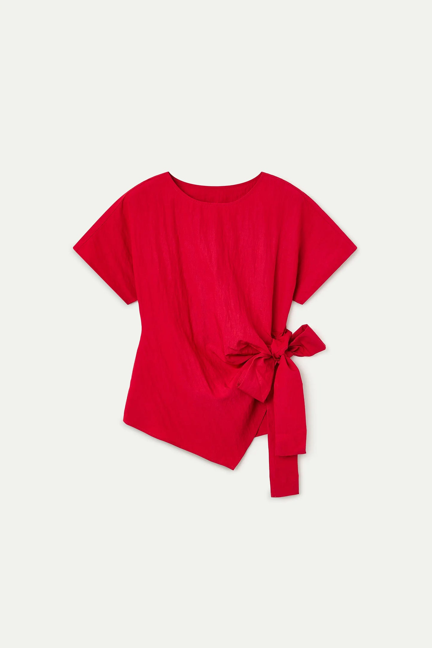 Red top with tie detail
