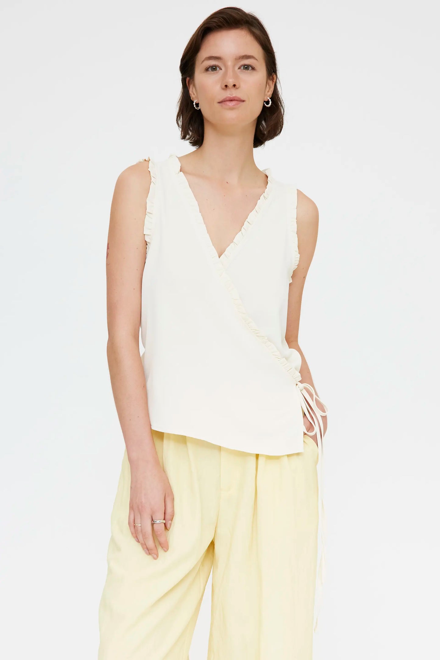 Off-white top with a V-neck