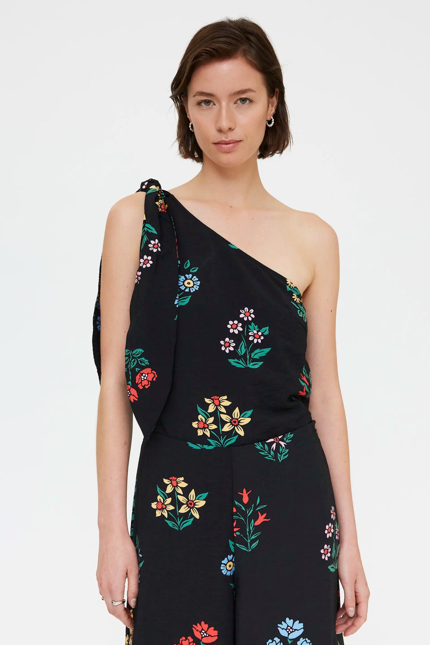 Top asimmetrico con stampa Multicolor Gardener