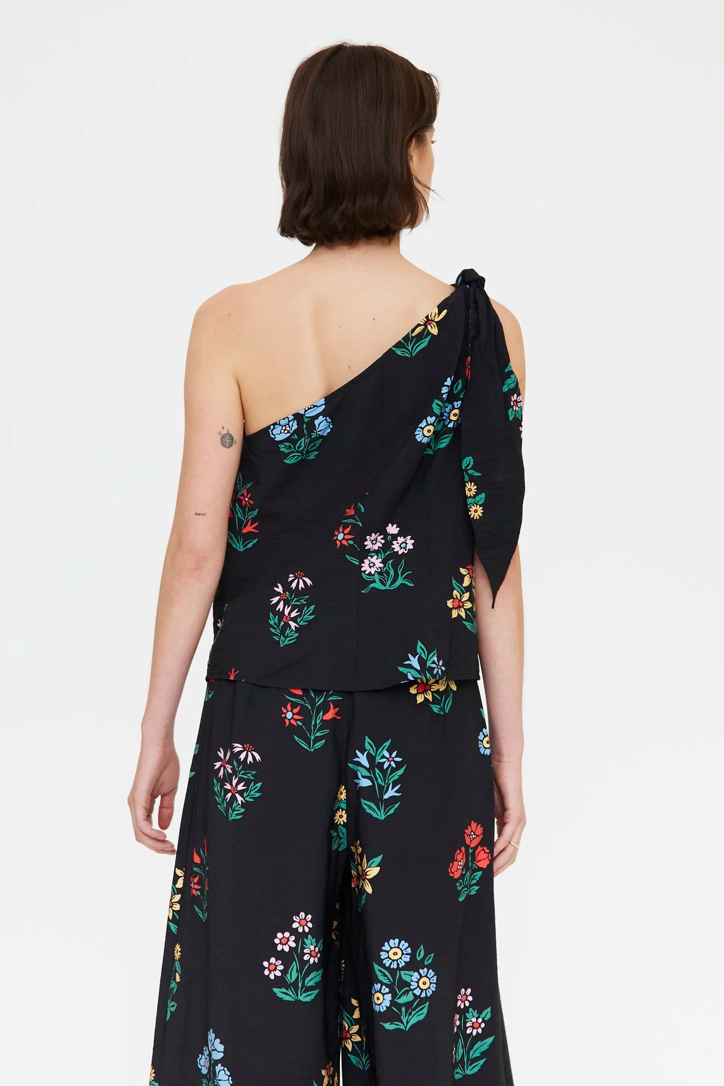 Top asimmetrico con stampa Multicolor Gardener