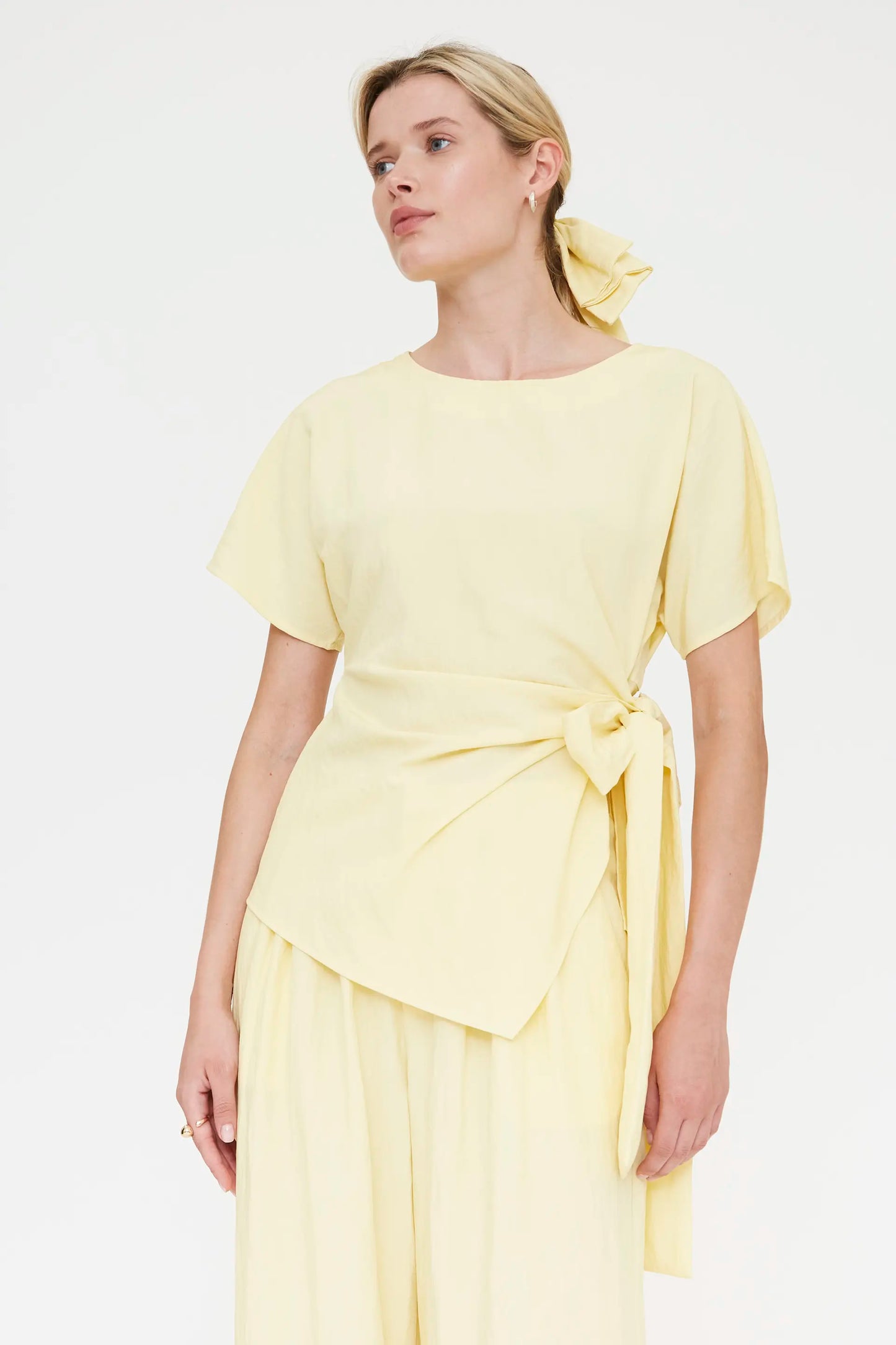 Light yellow top with tie detail