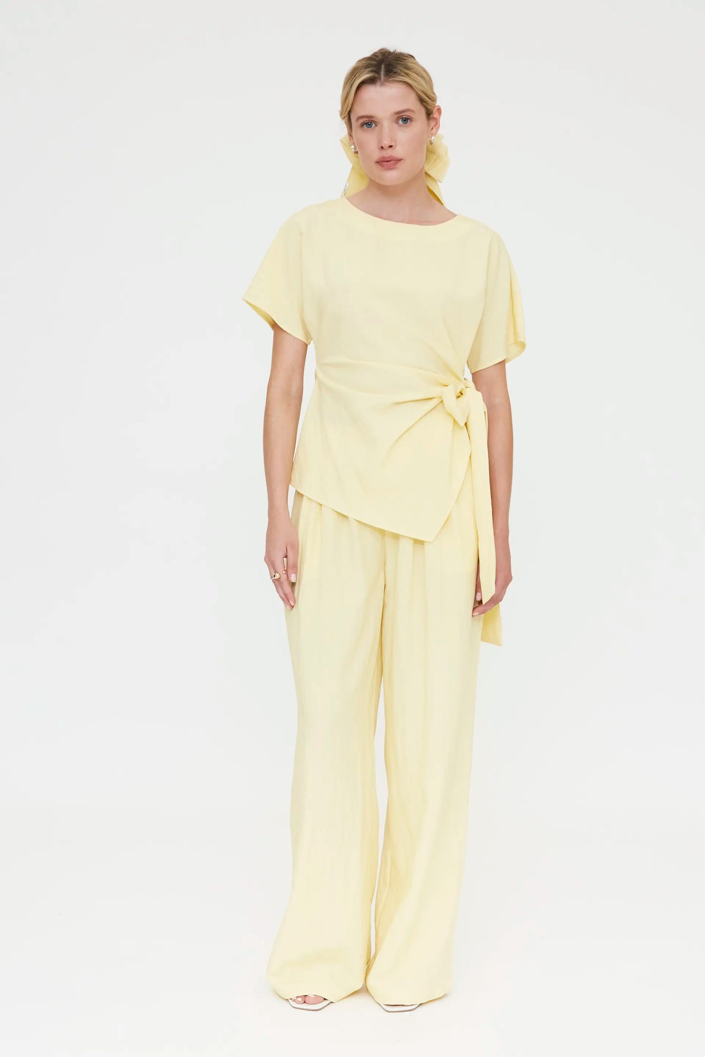 Light yellow top with tie detail