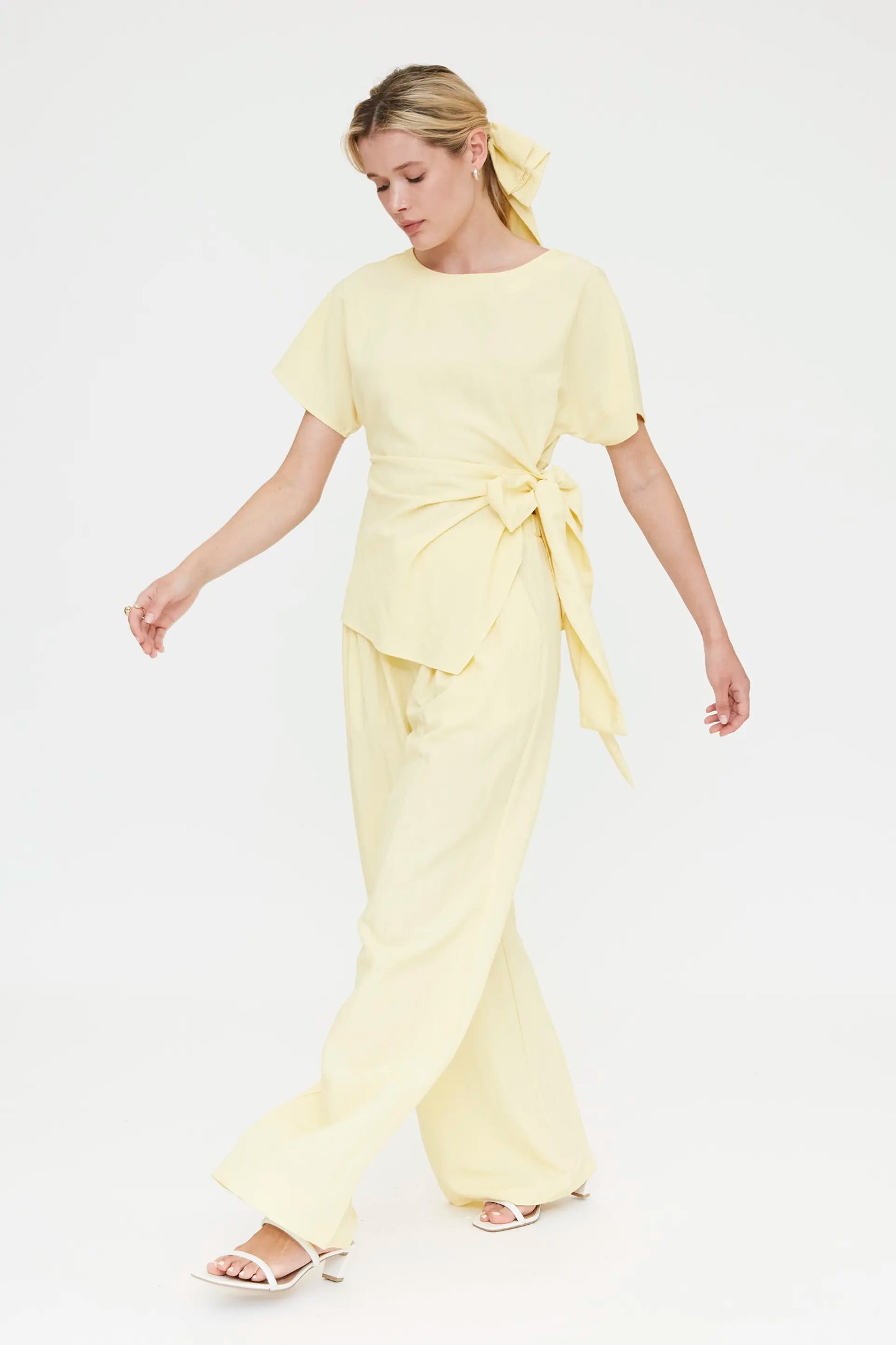 Light yellow top with tie detail