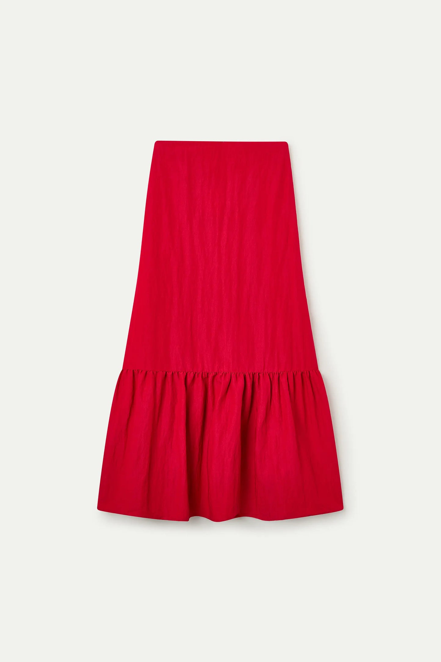 Falda larga roja con volantes