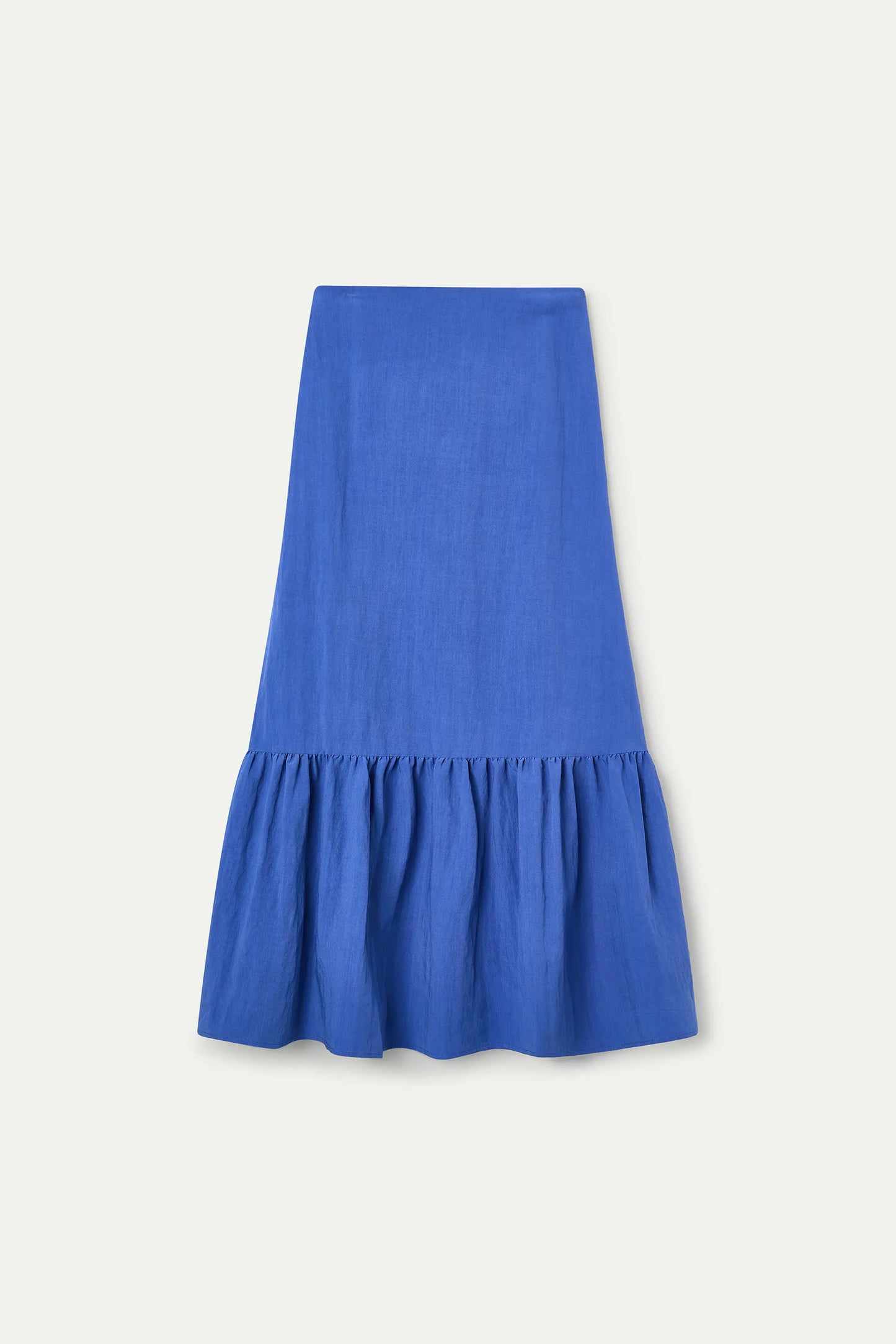 Long blue skirt with ruffles