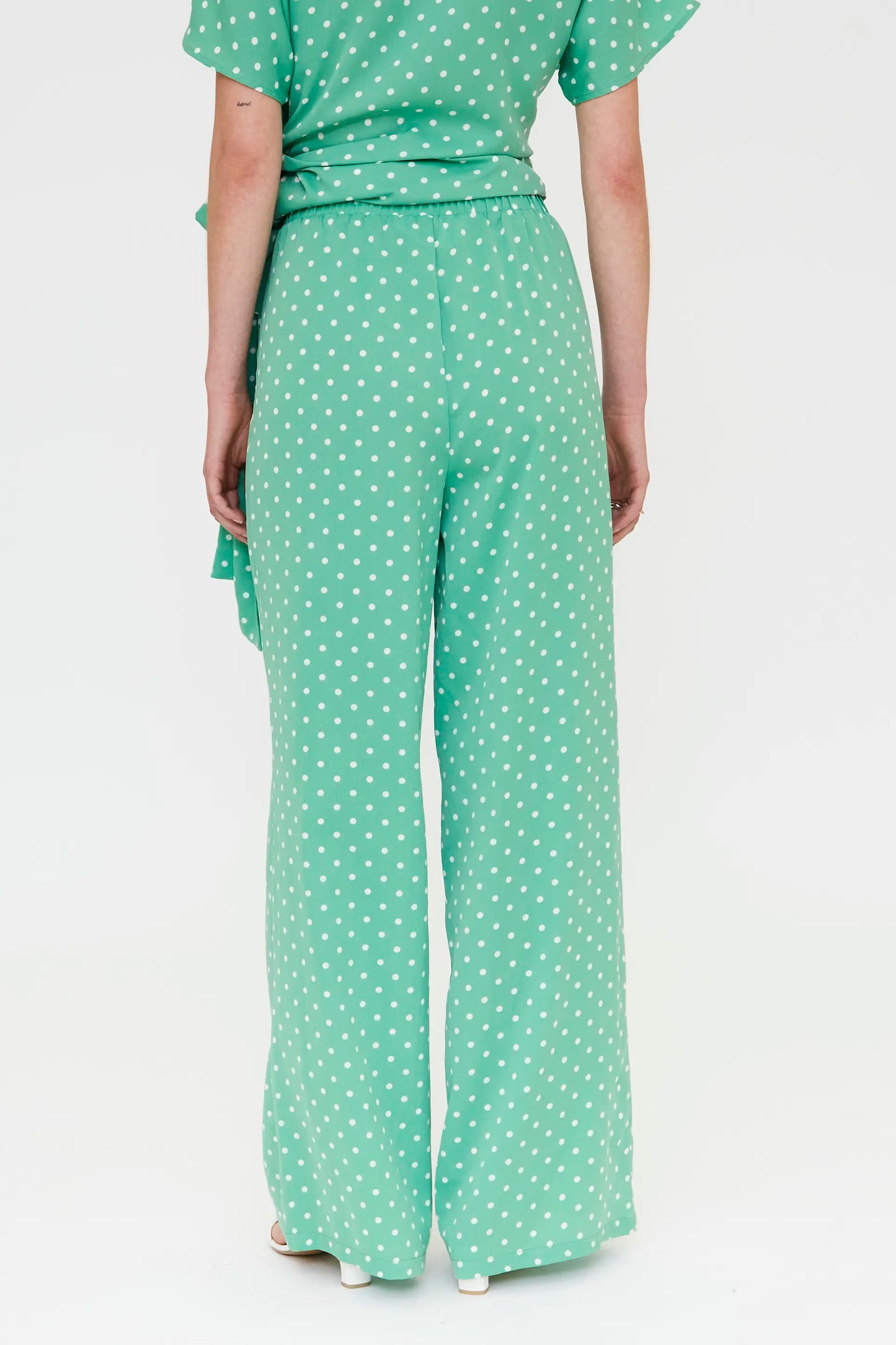 Pantalón con estampado mini dots verde