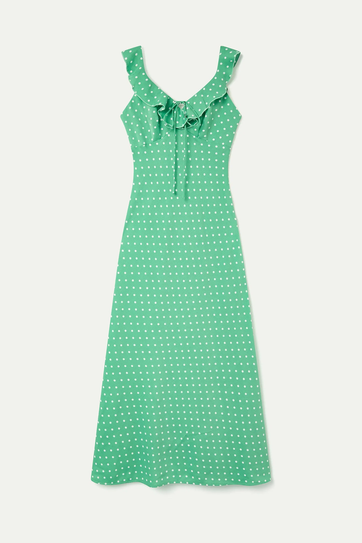 Vestido largo con estampado mini dots verde