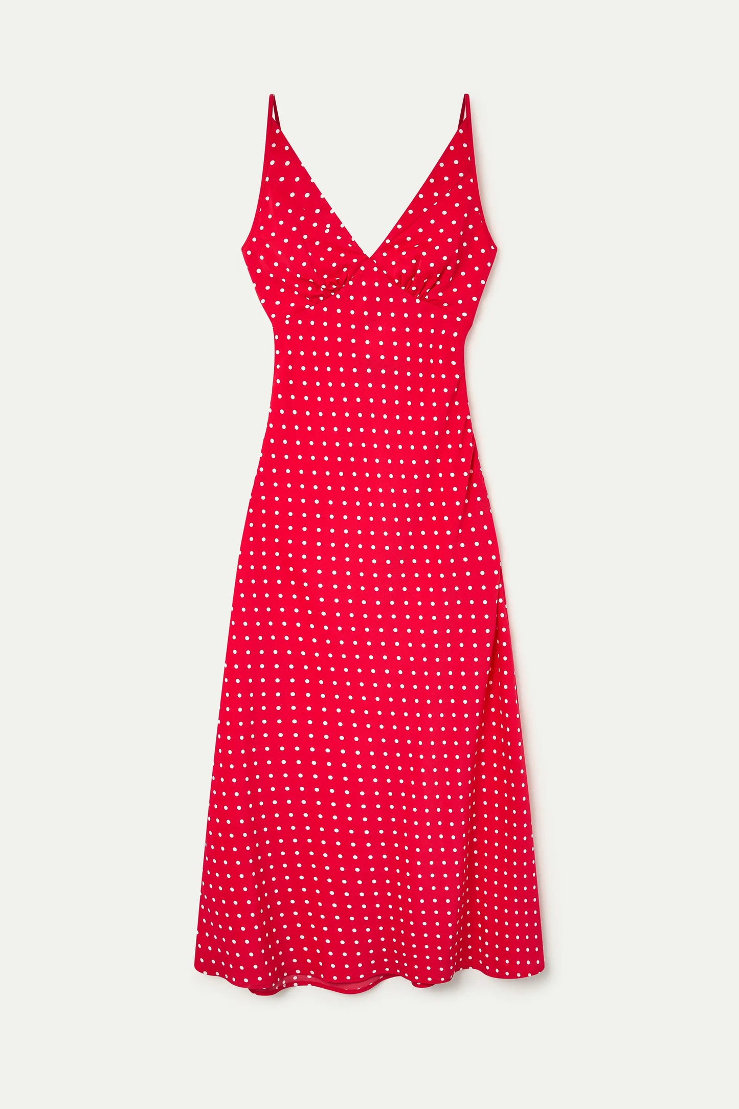 Vestido largo con estampado mini dots rojo