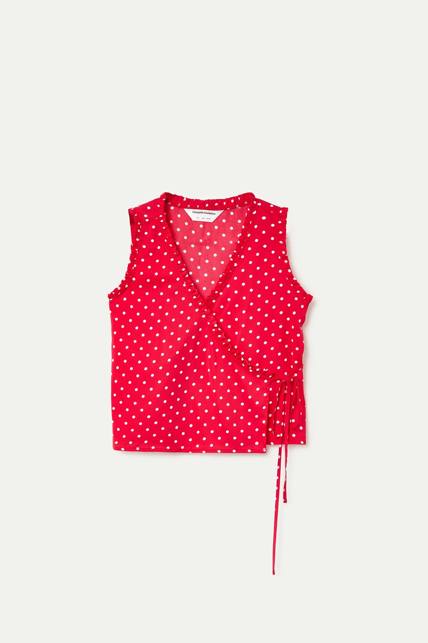 Top con estampado mini dots rojo