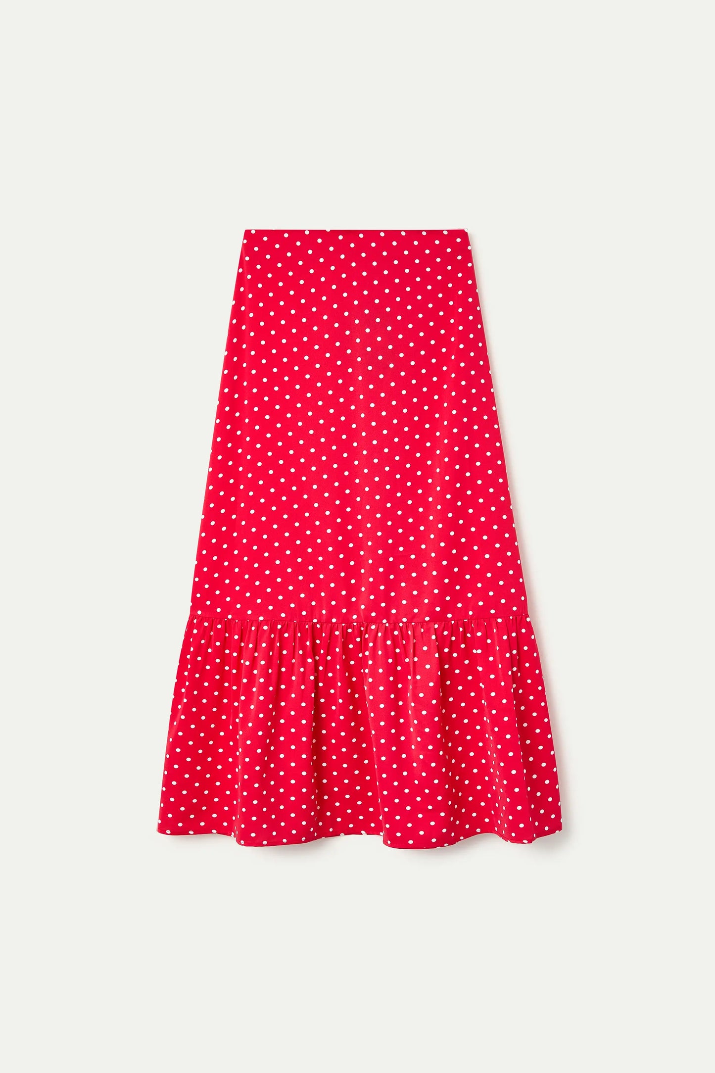 Falda larga con estampado mini dots rojo