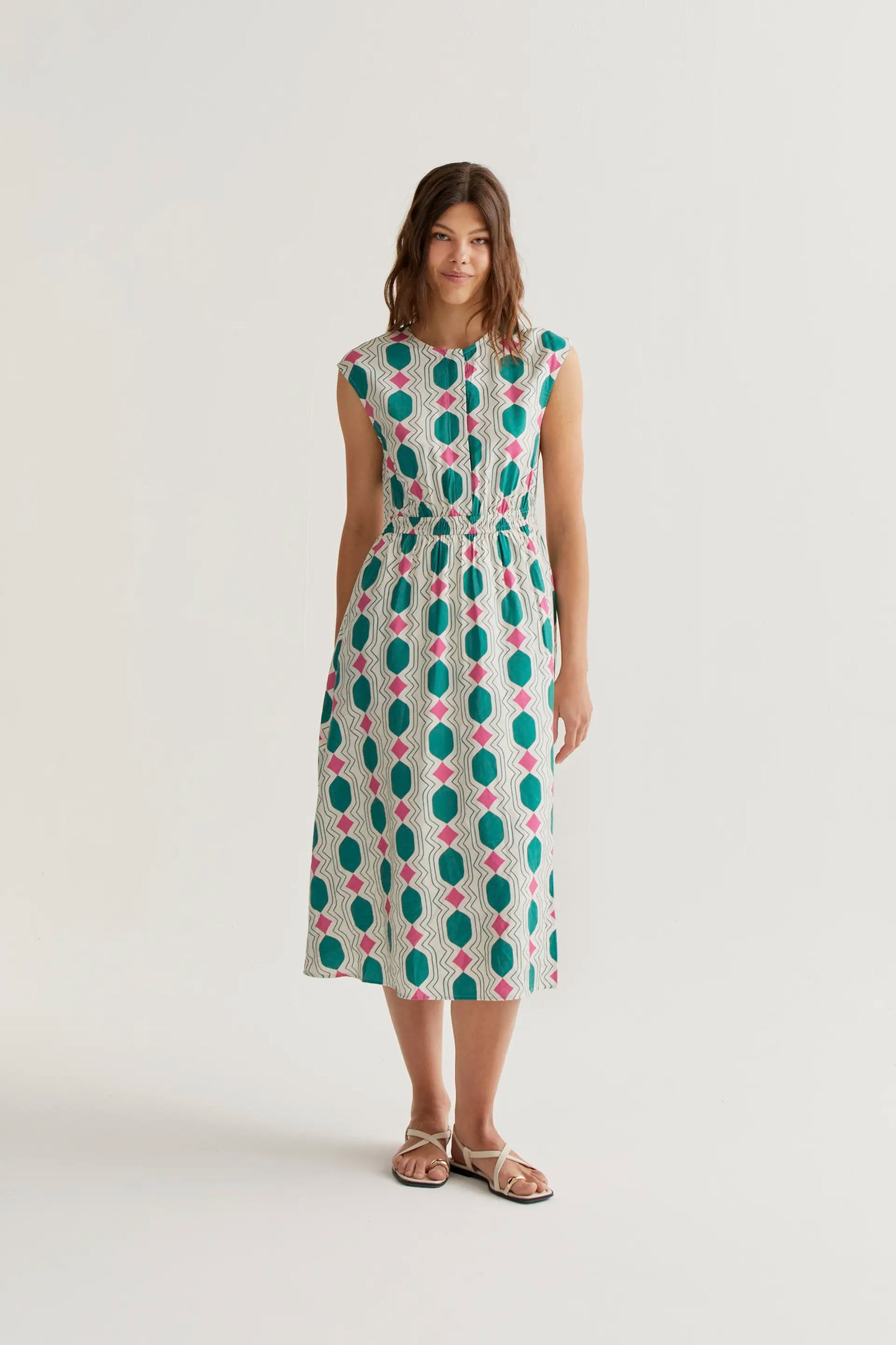 Vestido midi con estampado Geometric