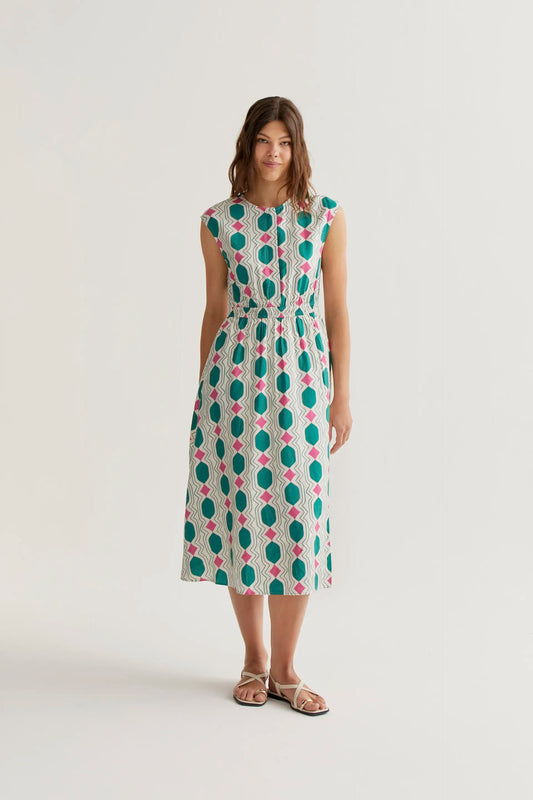 Vestido midi con estampado Geometric
