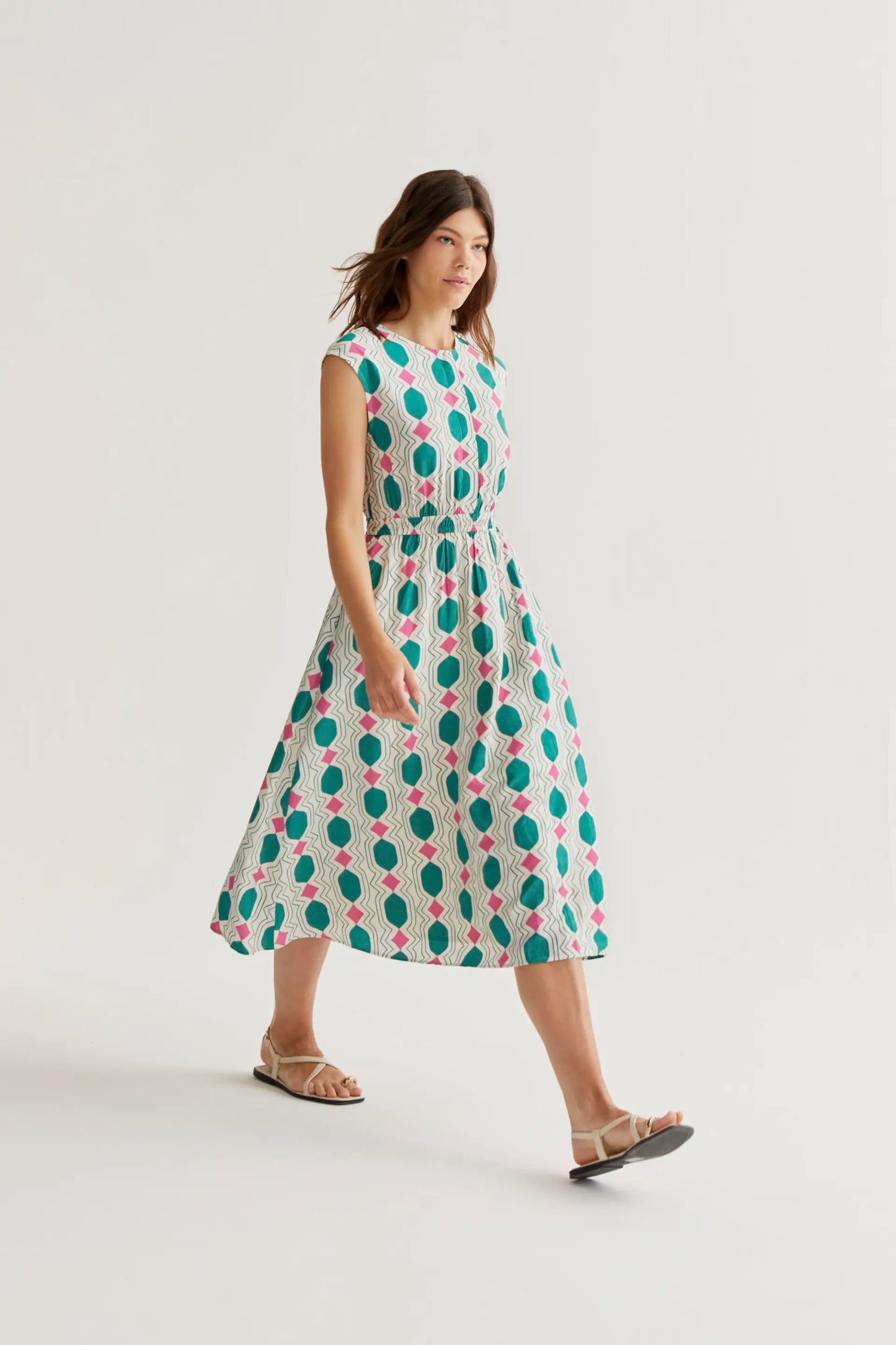 Vestido midi con estampado Geometric
