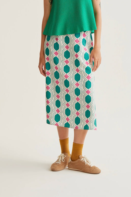 Falda mdi con estampado Geometric