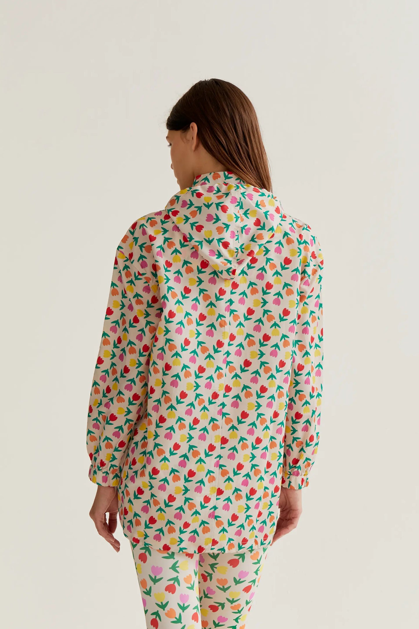 Jacket with Multicolor Tulips Print