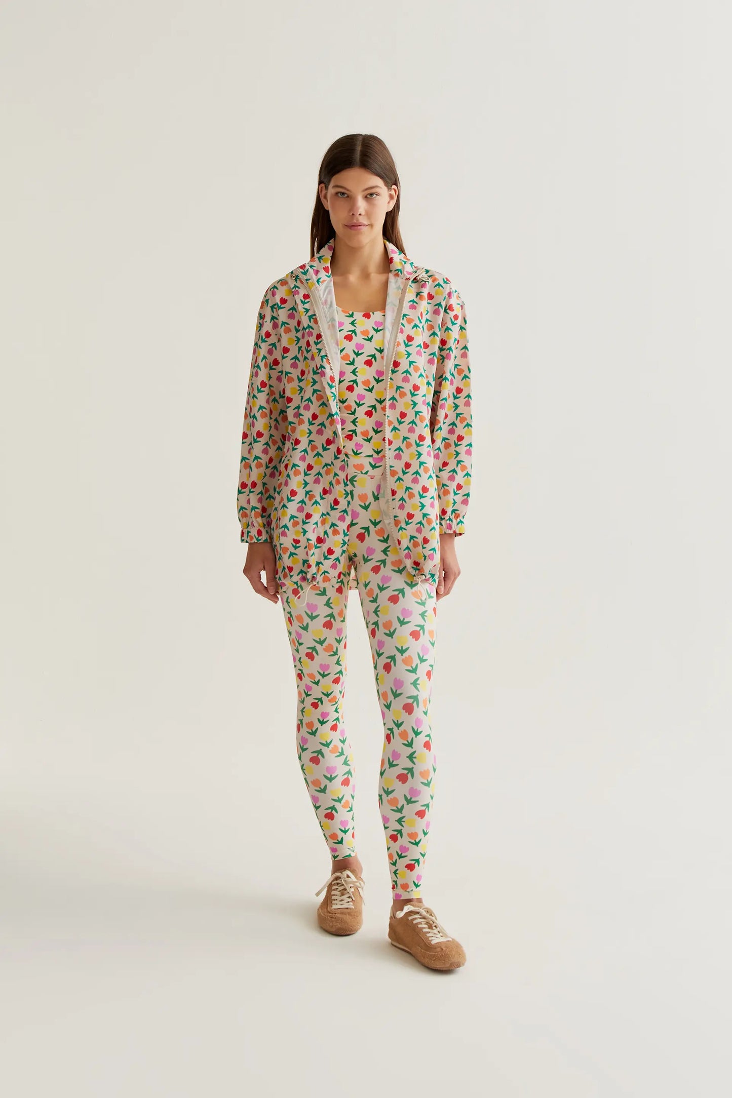Jacket with Multicolor Tulips Print