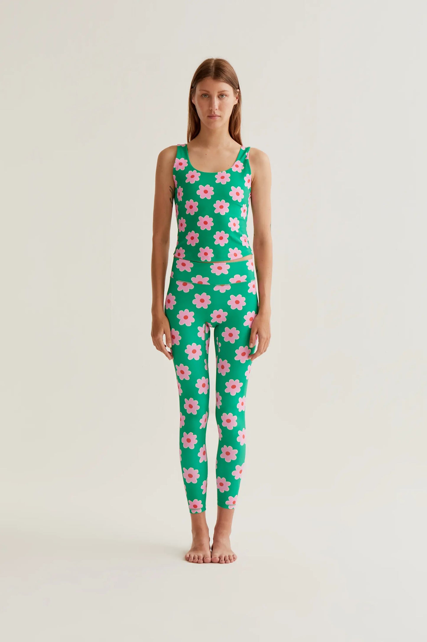 Pink Flowers Print Sports Leggings