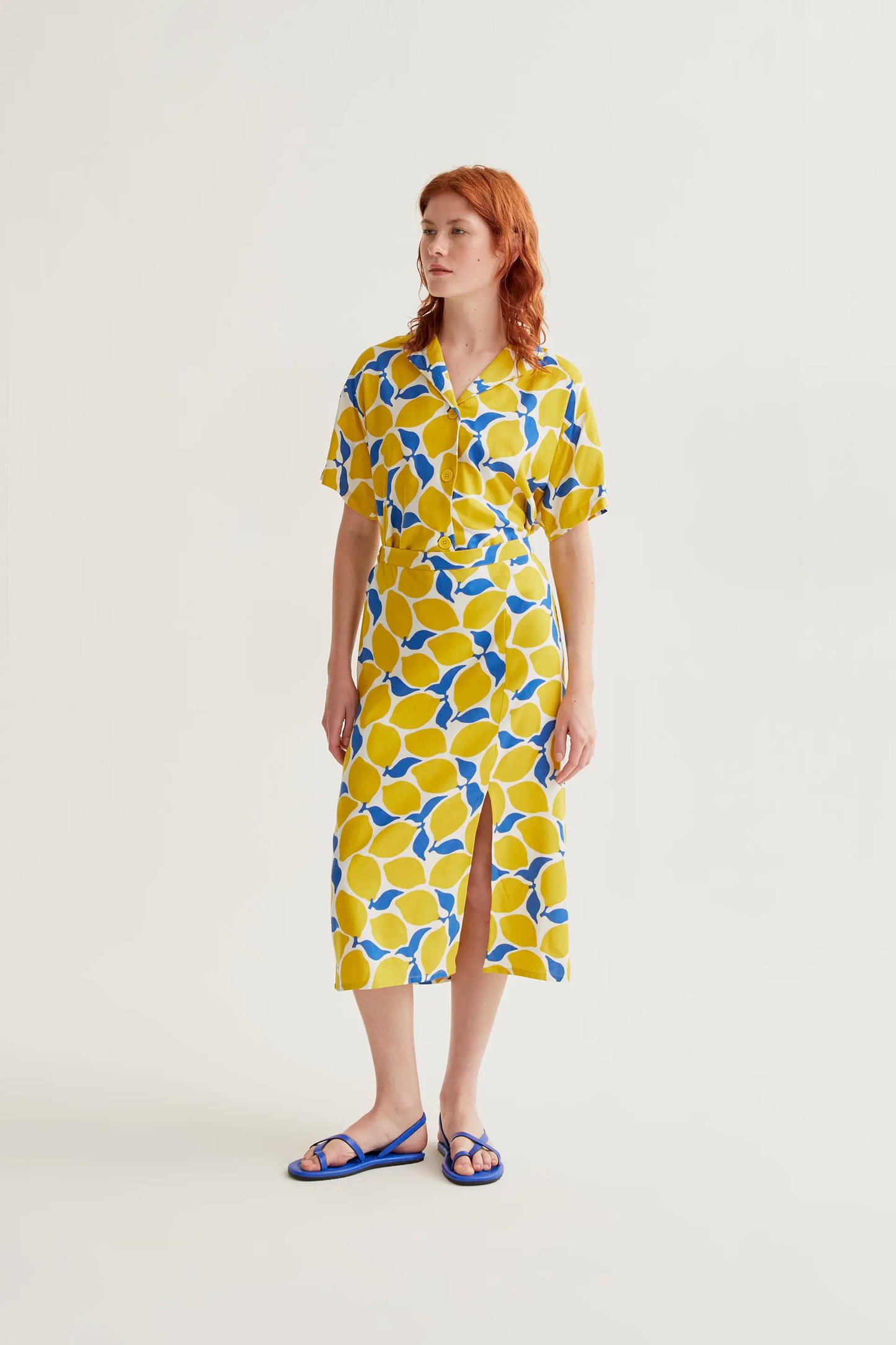 Gonna midi con stampa limoncello