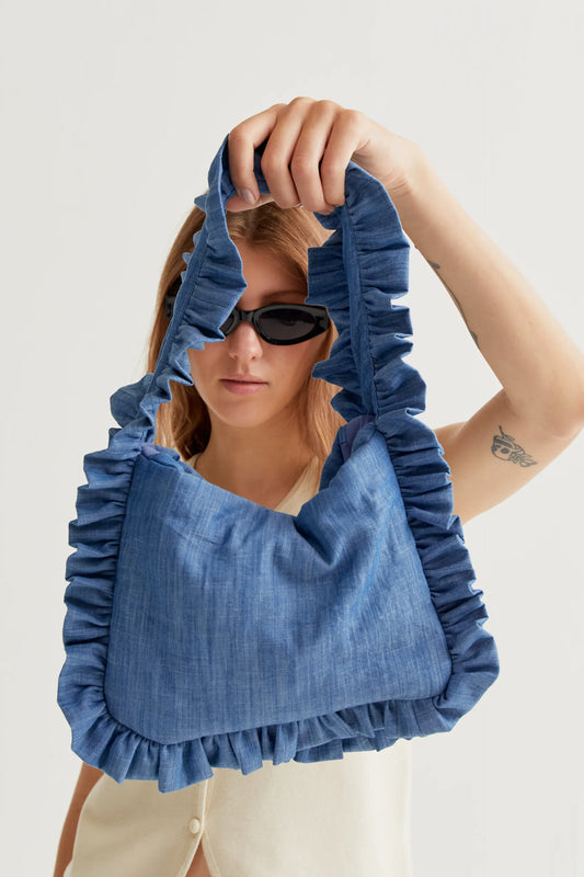 Bolso 100% algodón chambray azul claro