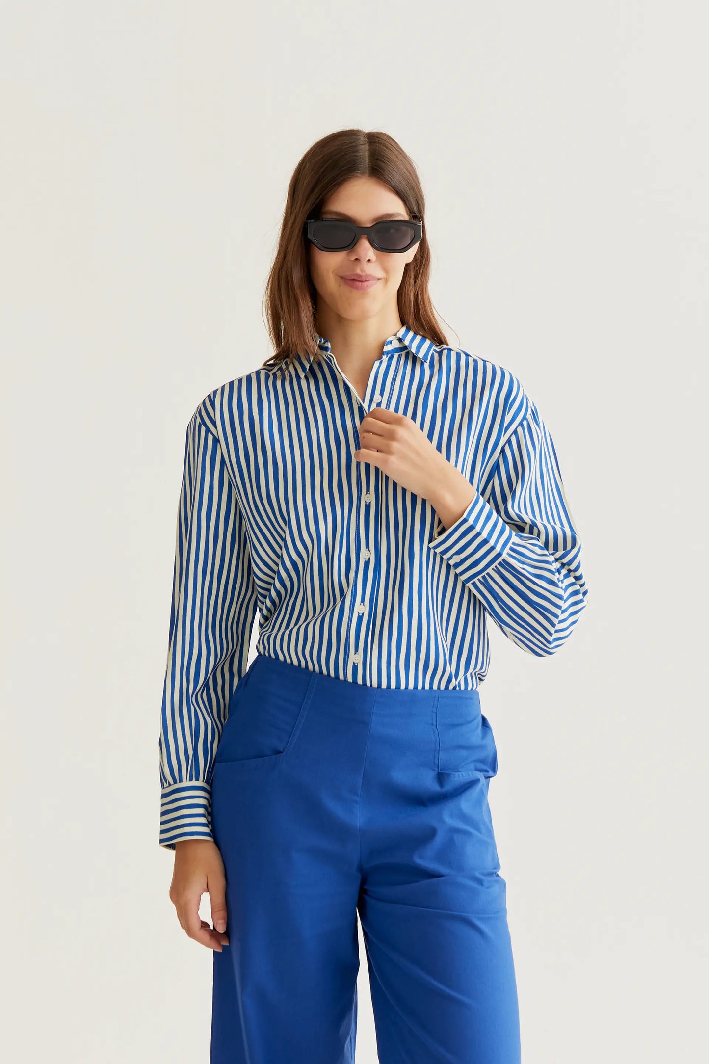 Shirt with Lavagna Blue print