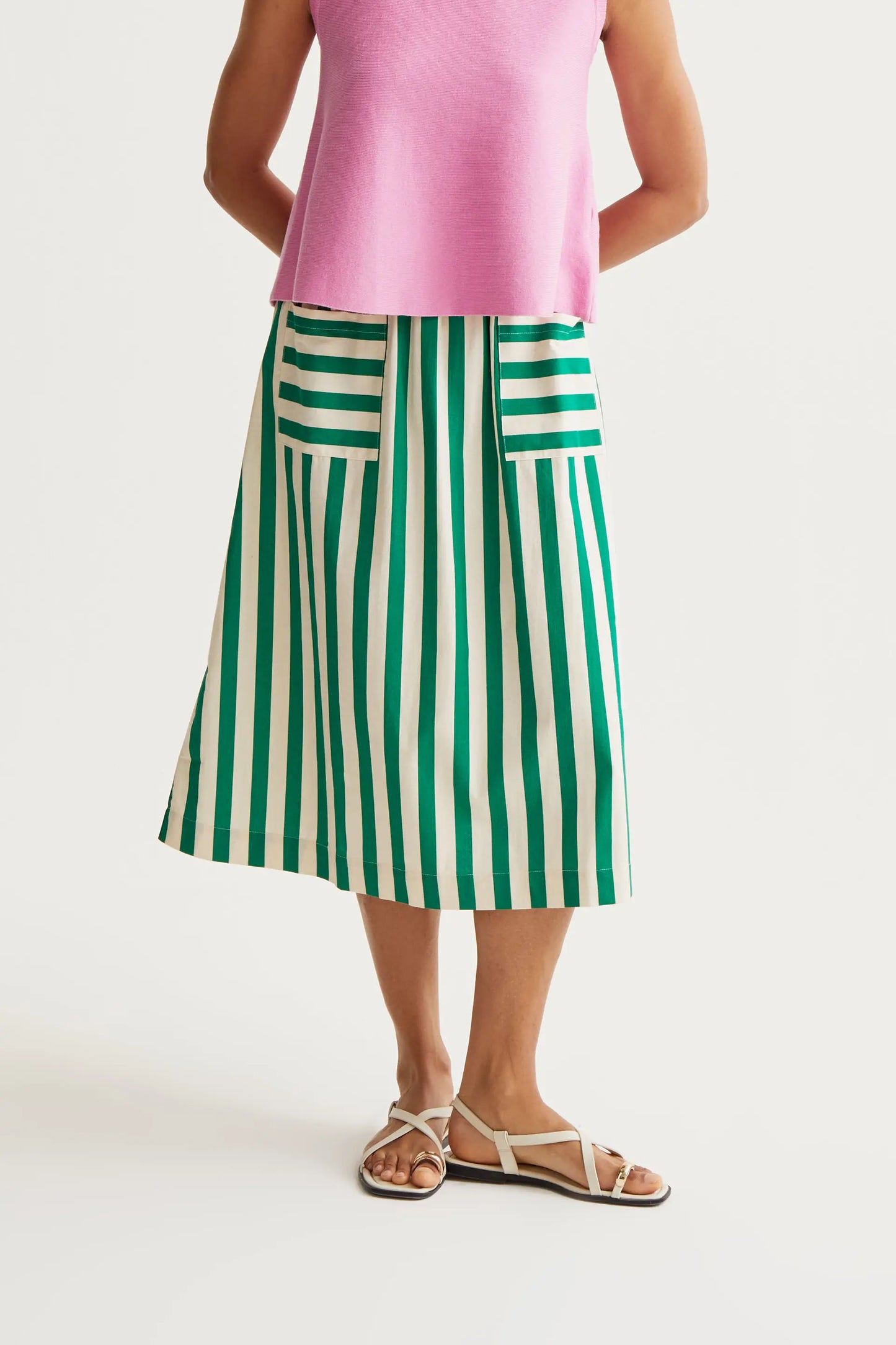 Falda midi con estampado Bamboo Green