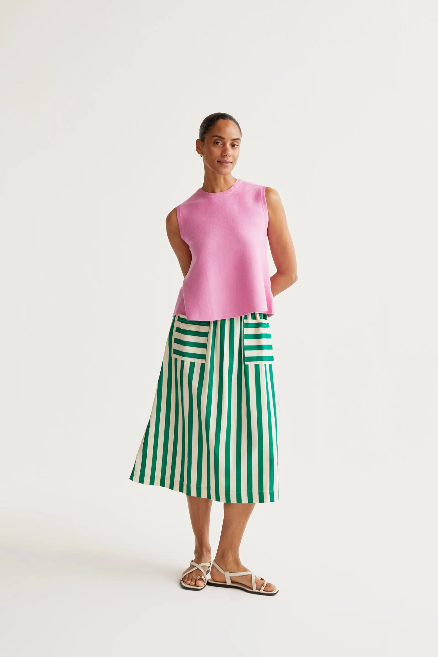 Falda midi con estampado Bamboo Green