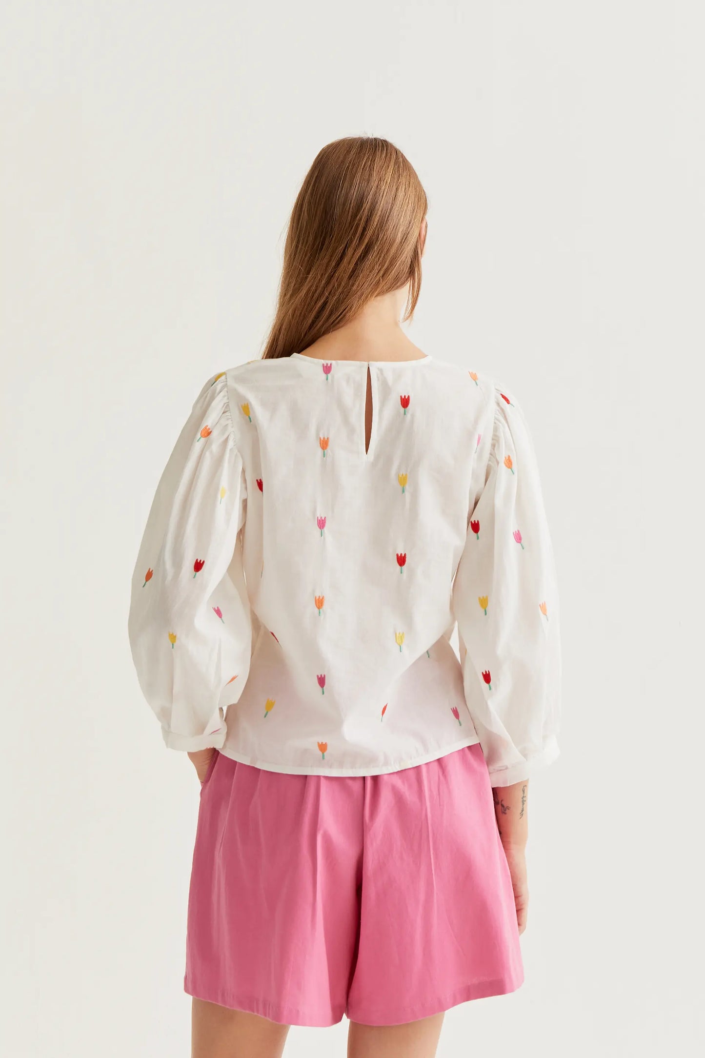 Top 100% algodón con estampado Multi Tulip