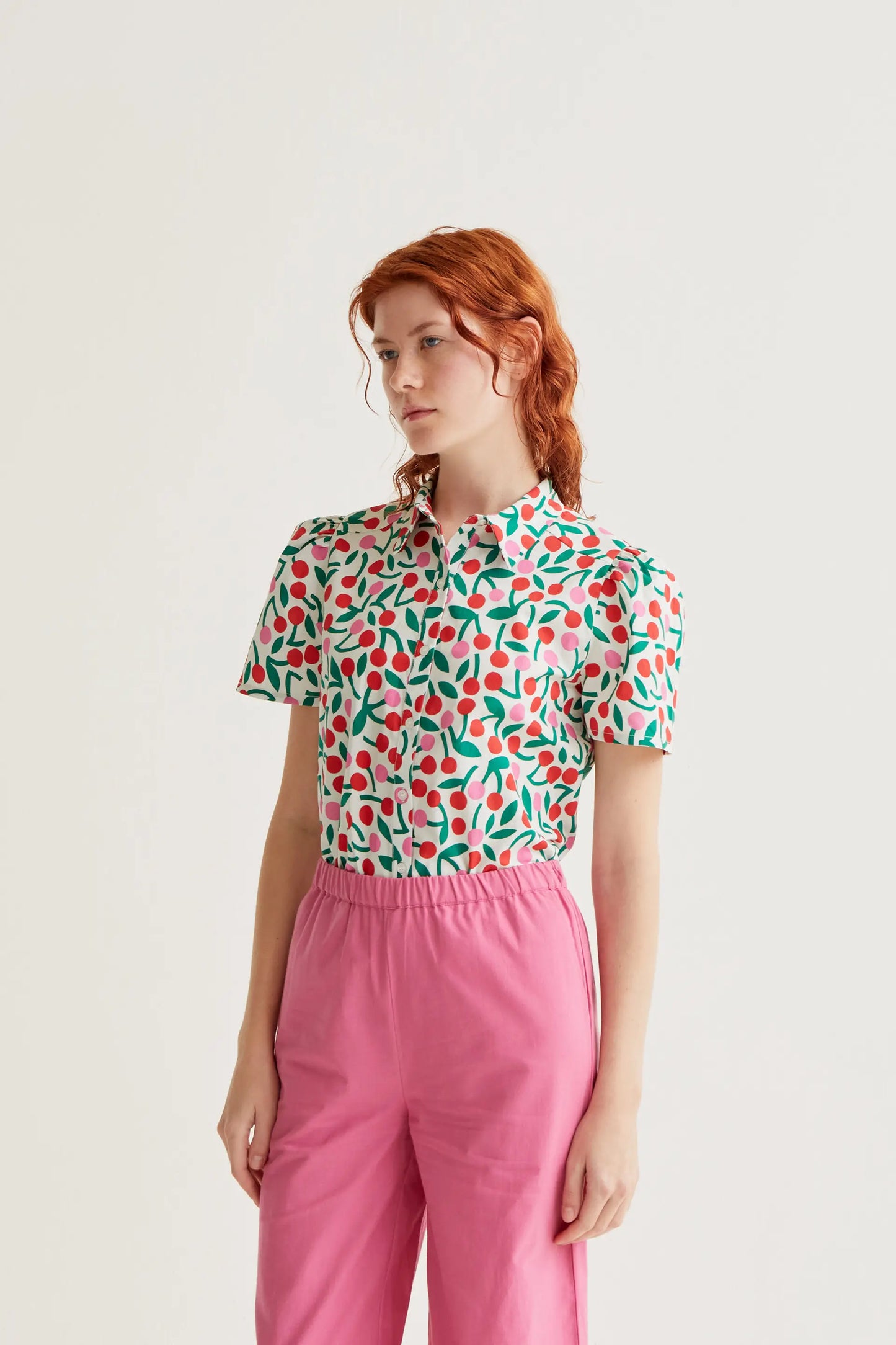 Camicia con stampa bordeaux