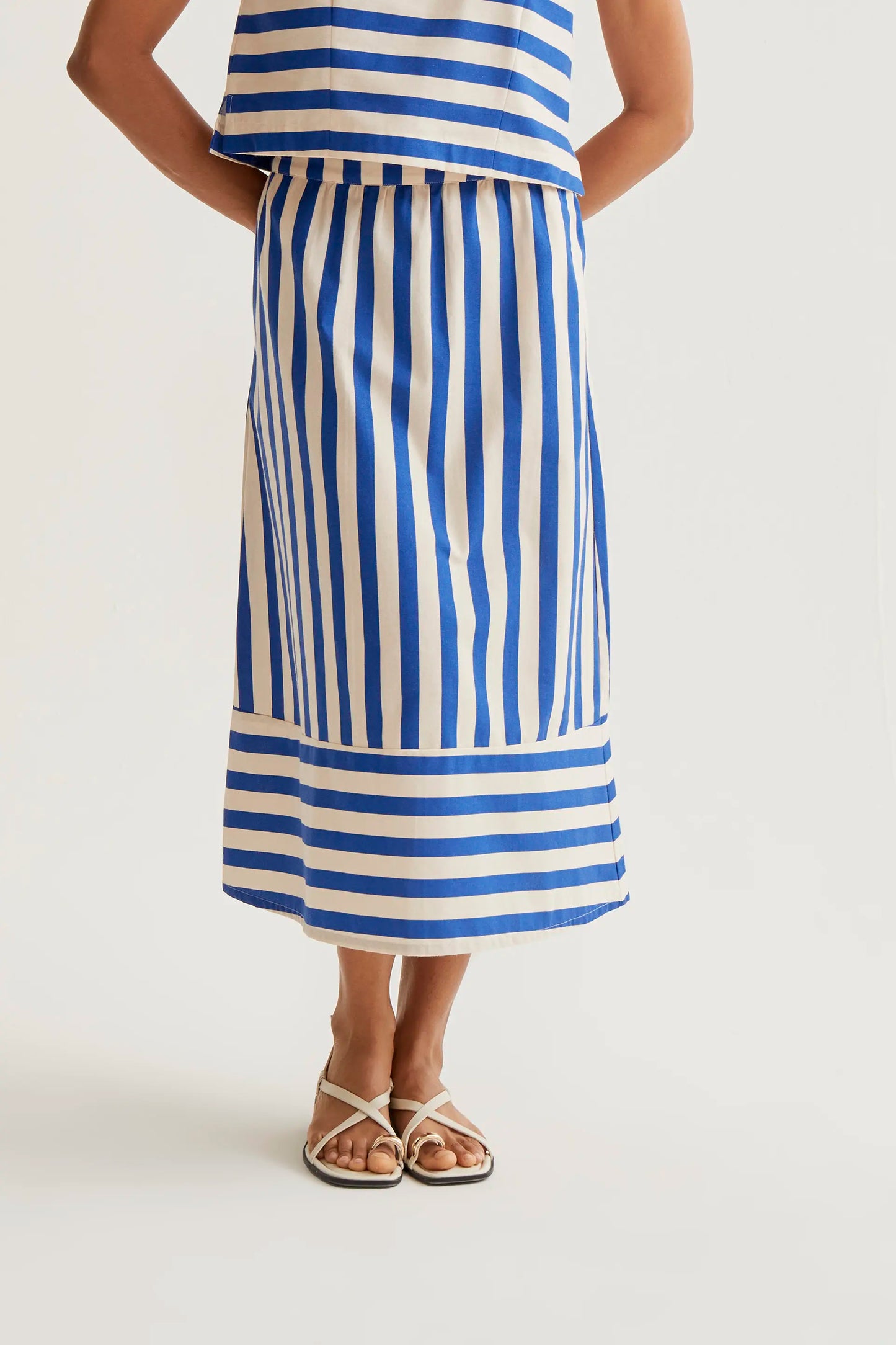 Falda midi con estampado Bamboo Blue