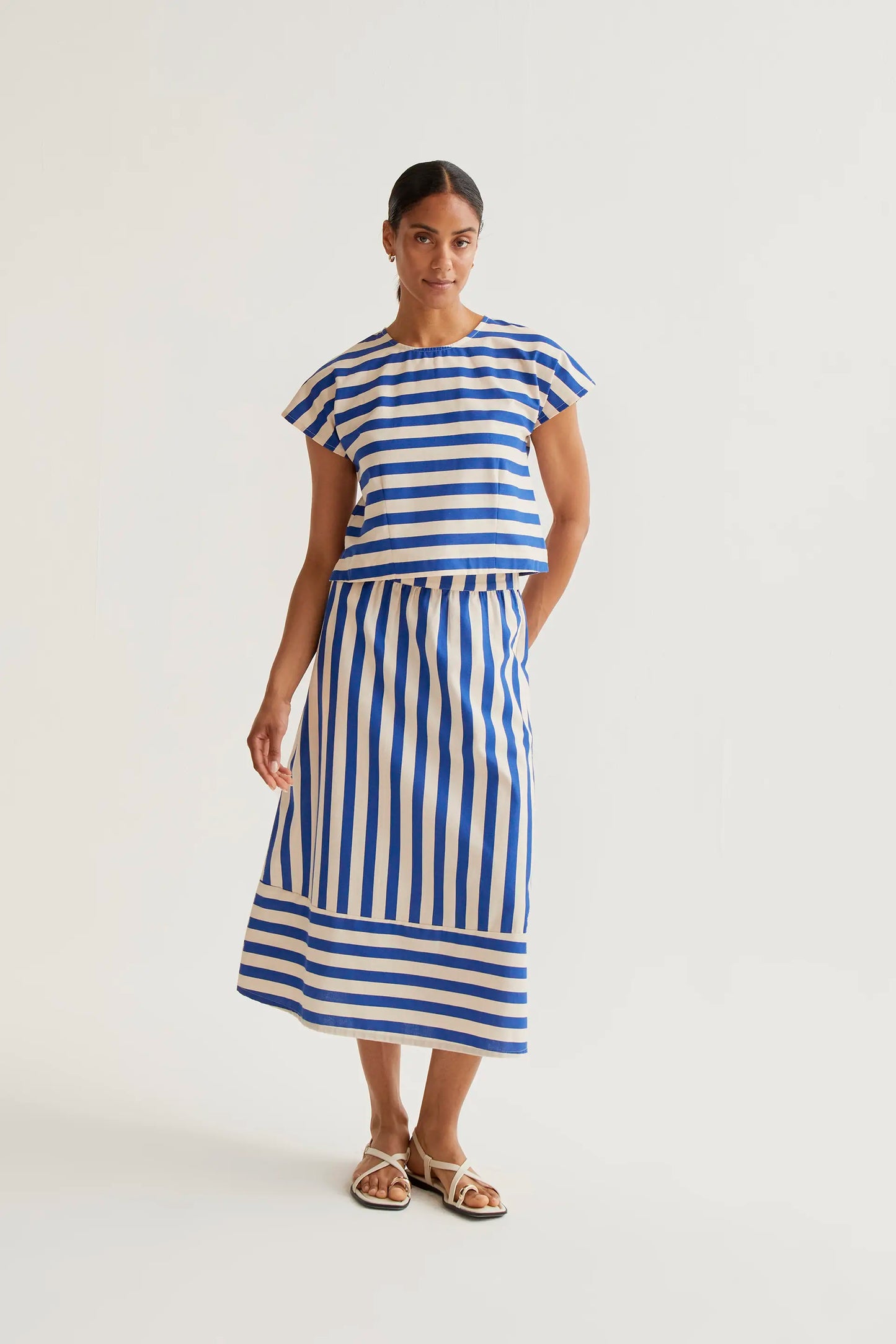 Falda midi con estampado Bamboo Blue