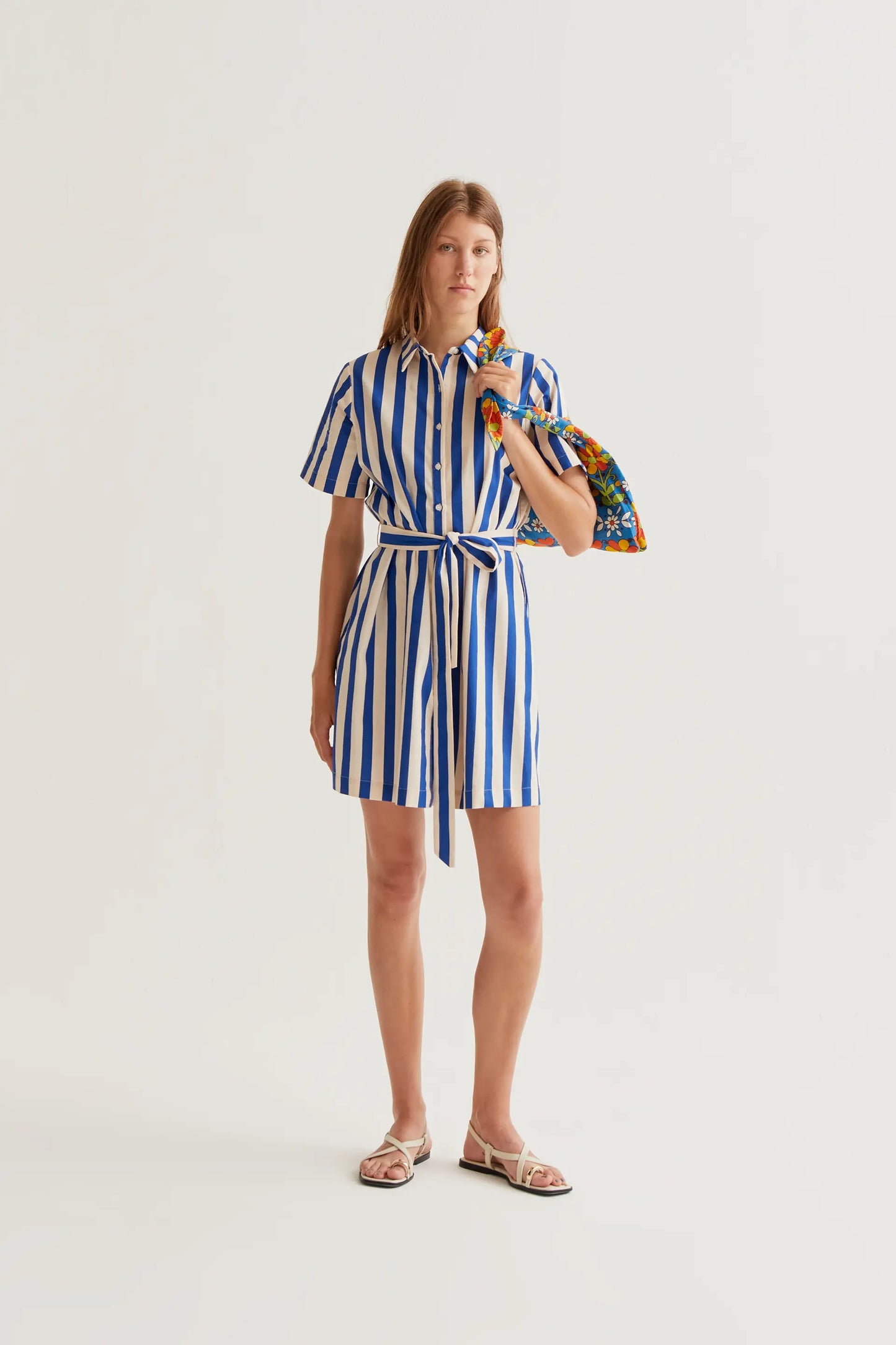 Vestido corto con estampado Bamboo Blue