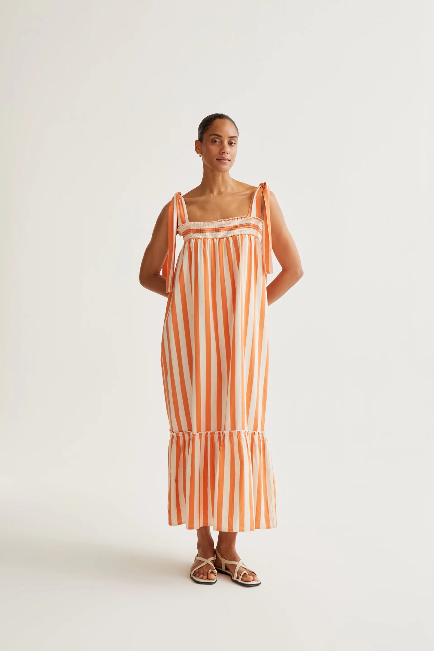 Vestido largo con estampado Bamboo Orange