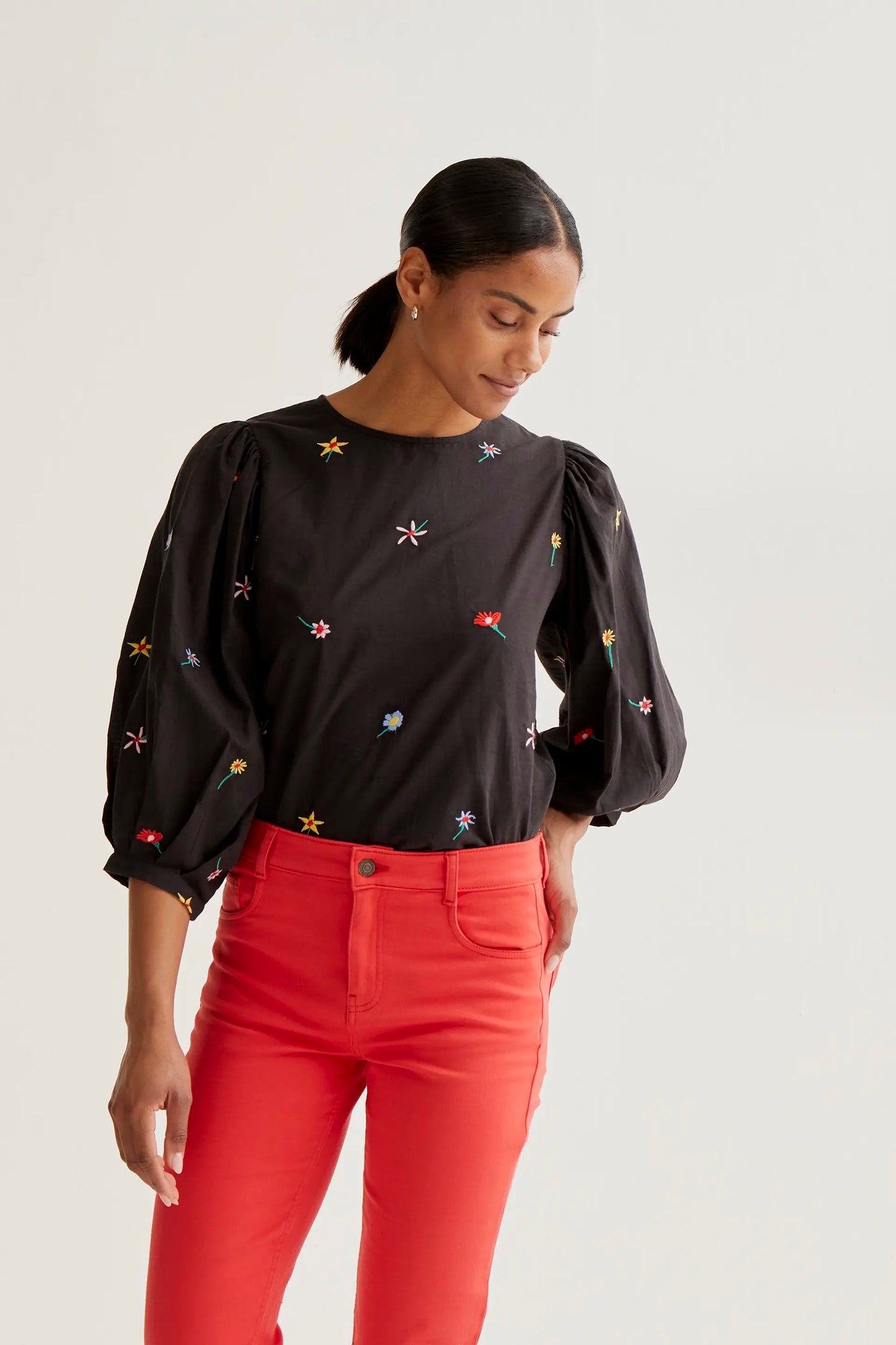 Top con stampa Black Gardener Flowers