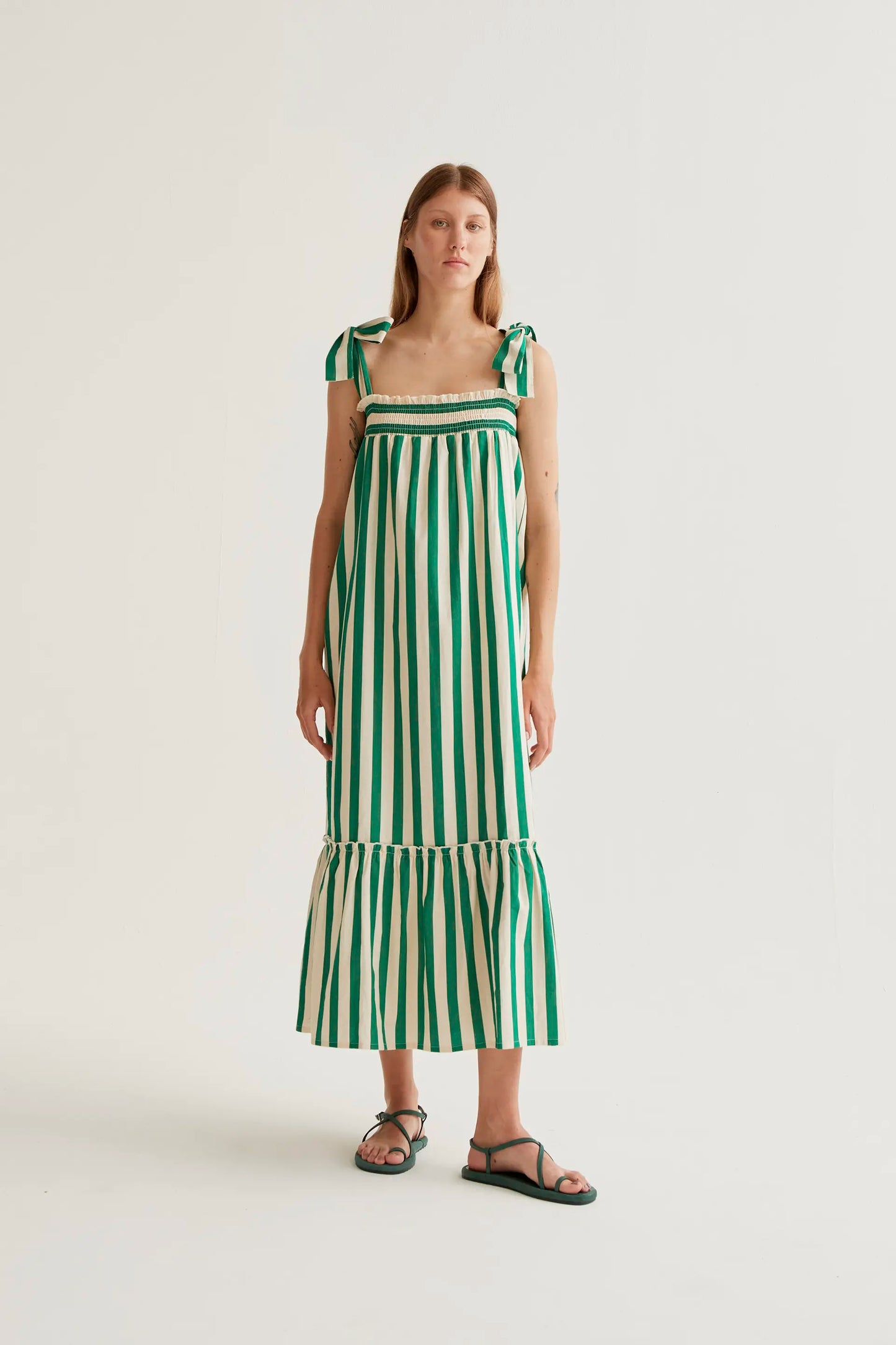 Vestido largo con estampado Bamboo Green