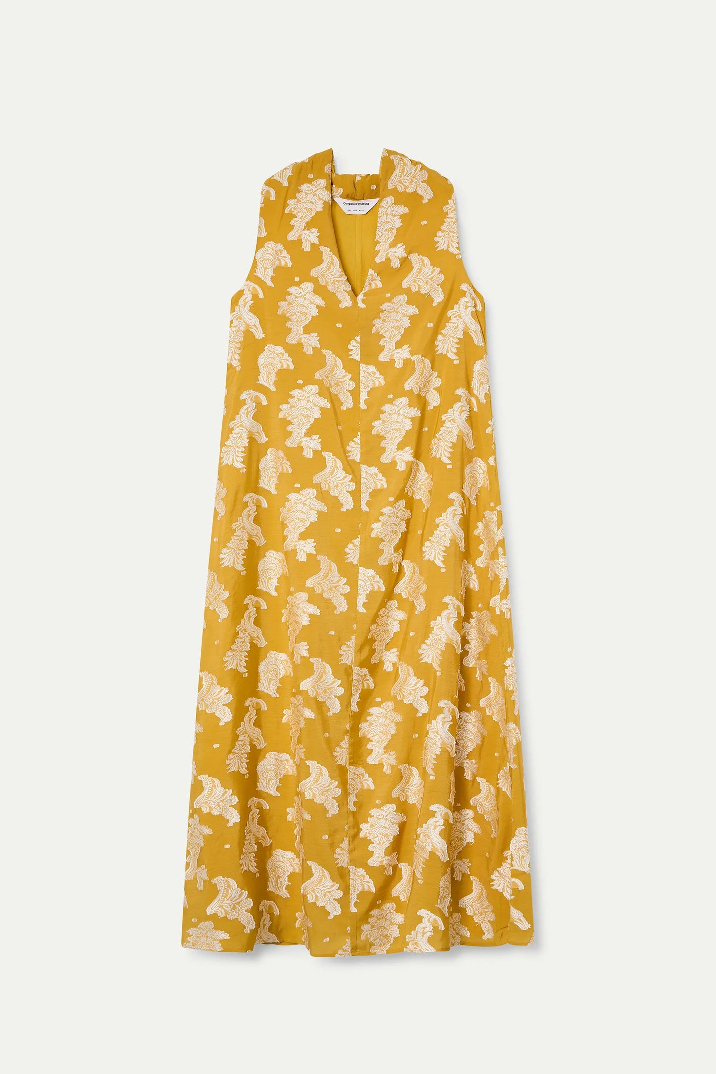 Vestido midi con estampado amarillo