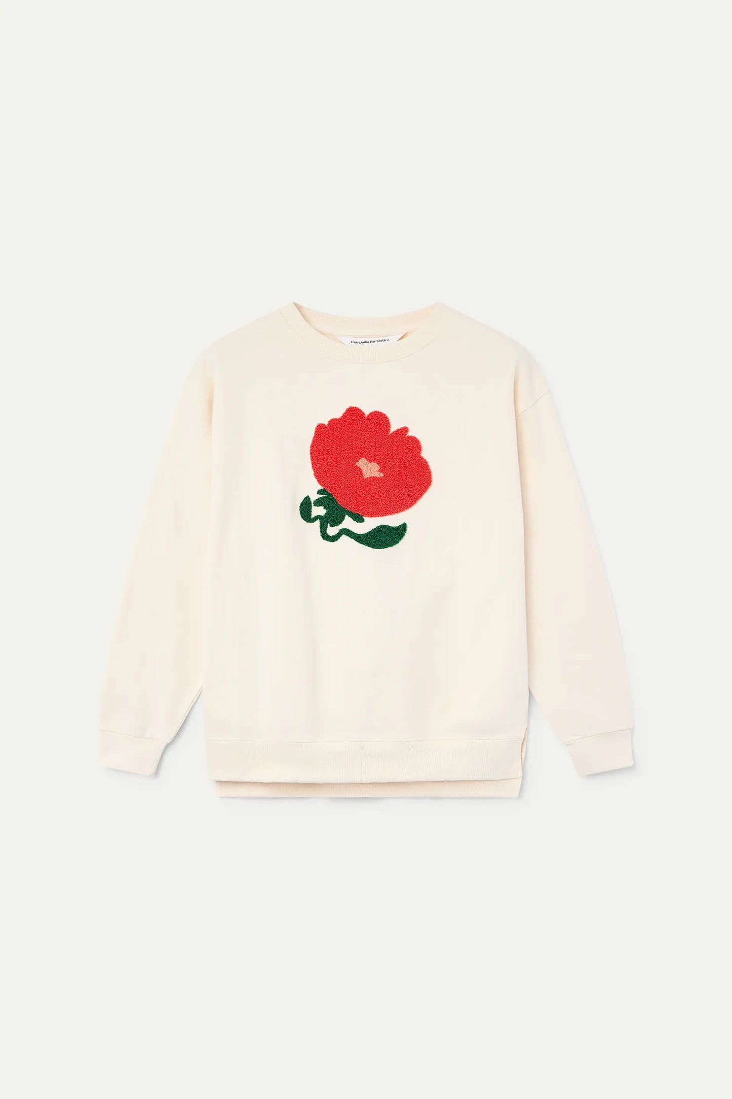 Sudadera con bordado de flor gigante roja