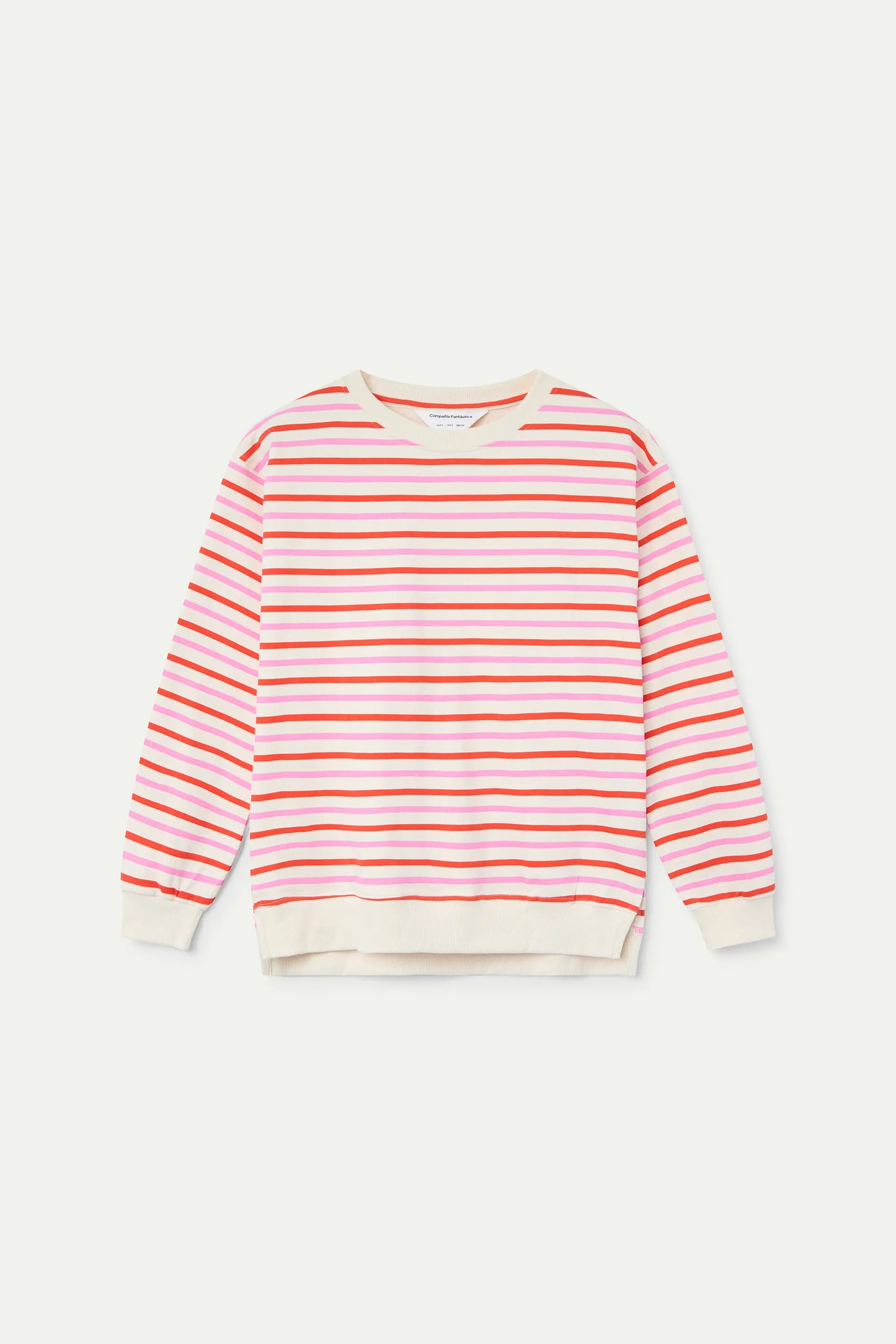 Sweatshirt with pink and red striped print