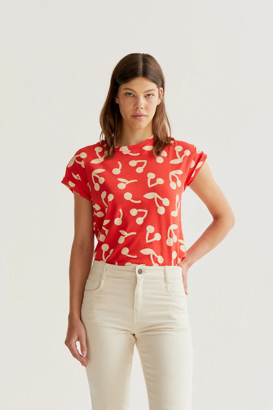 Camiseta con estampado Red Guinda