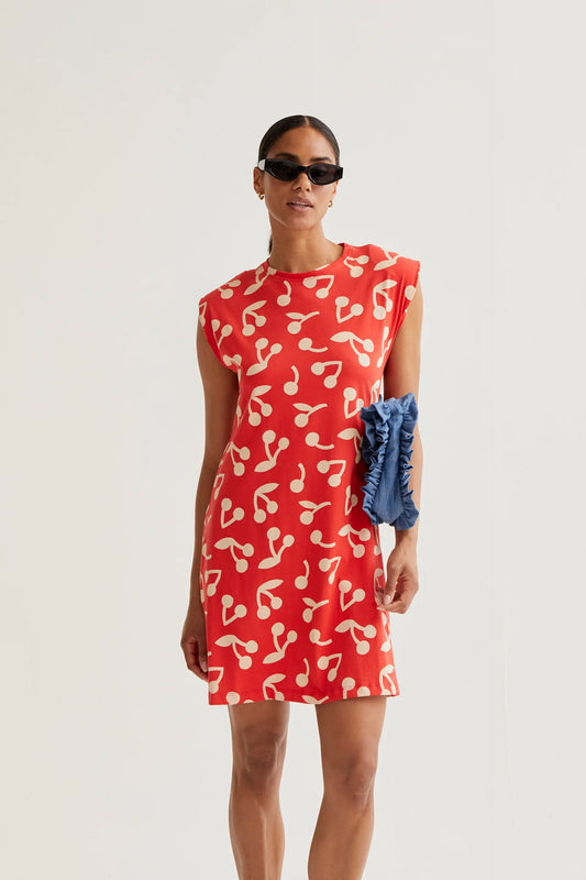 Vestido corto con estampado Red Guinda