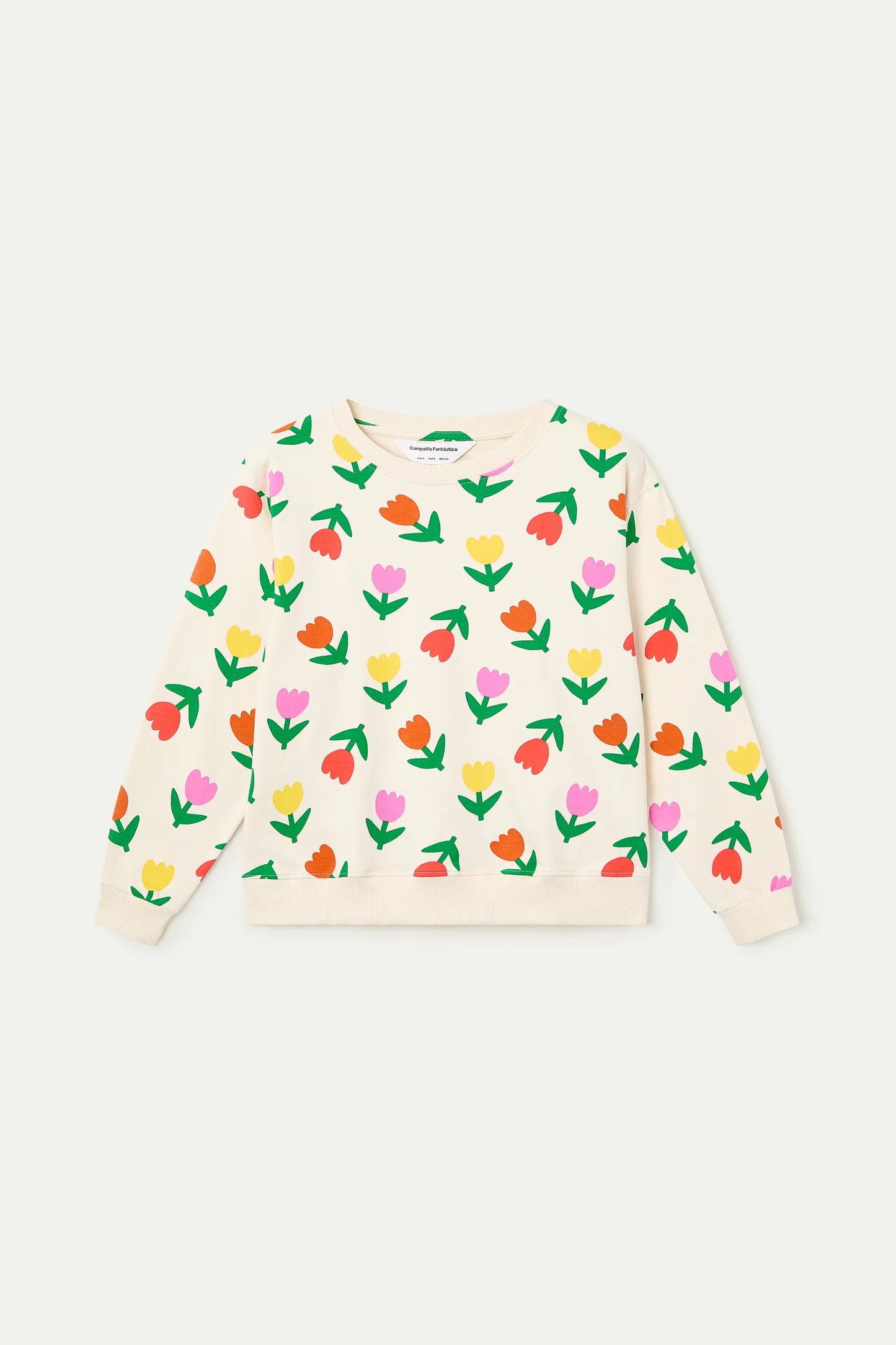 Sweatshirt with Multicolor Tulips Print