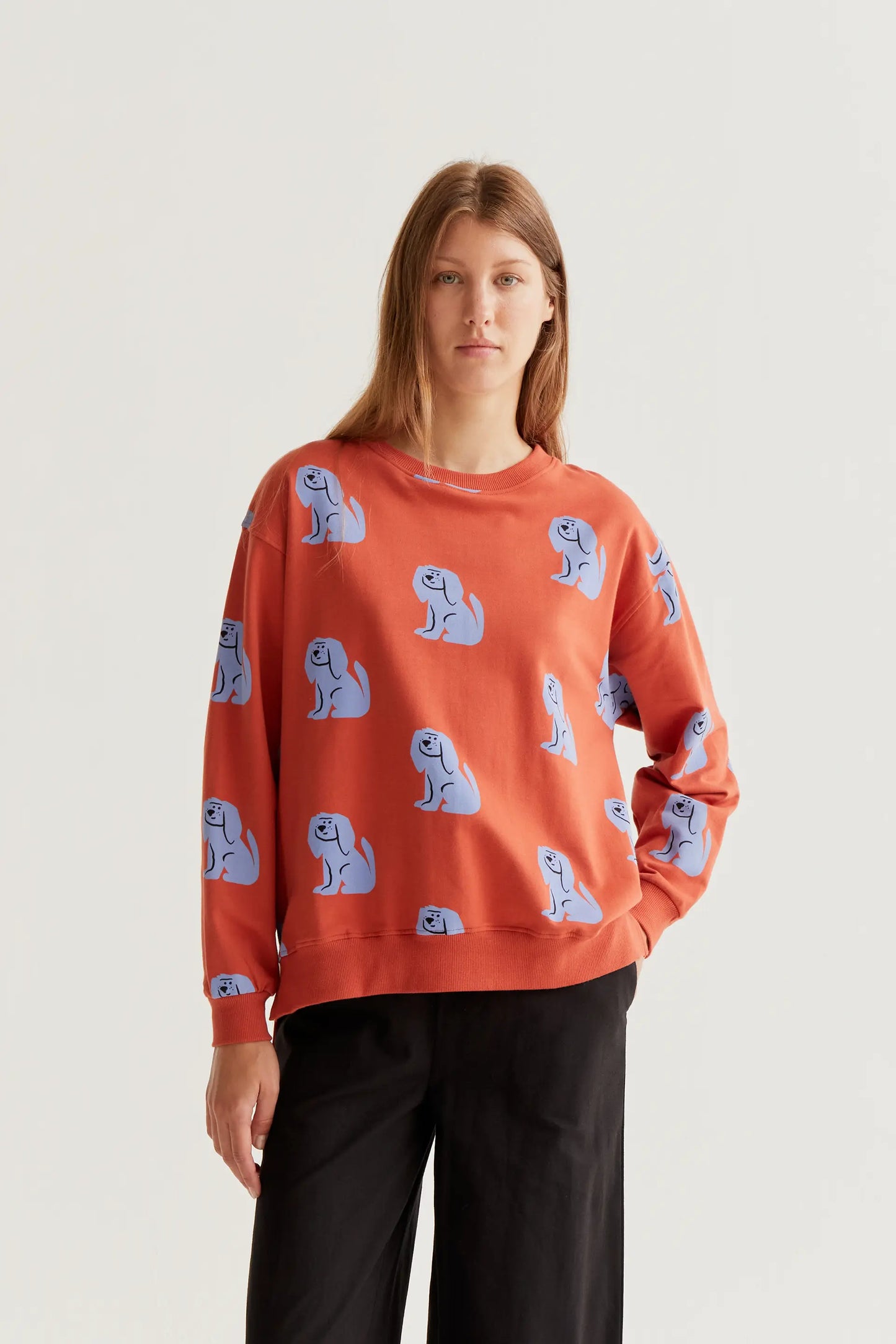 Brown Dog Print Sweatshirt
