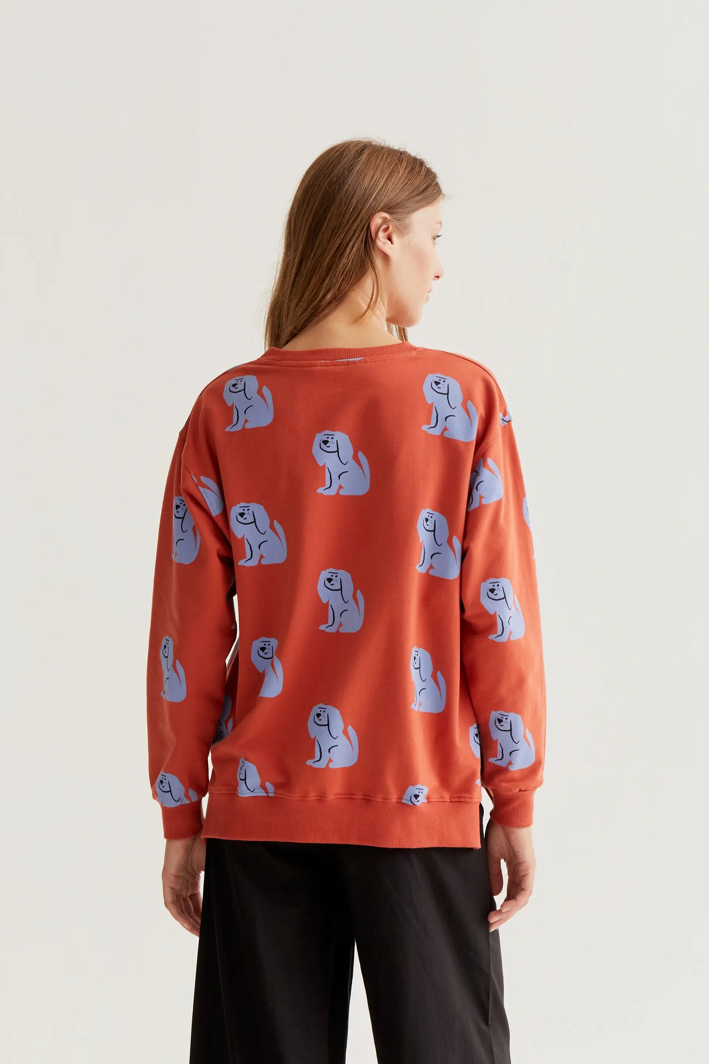 Brown Dog Print Sweatshirt