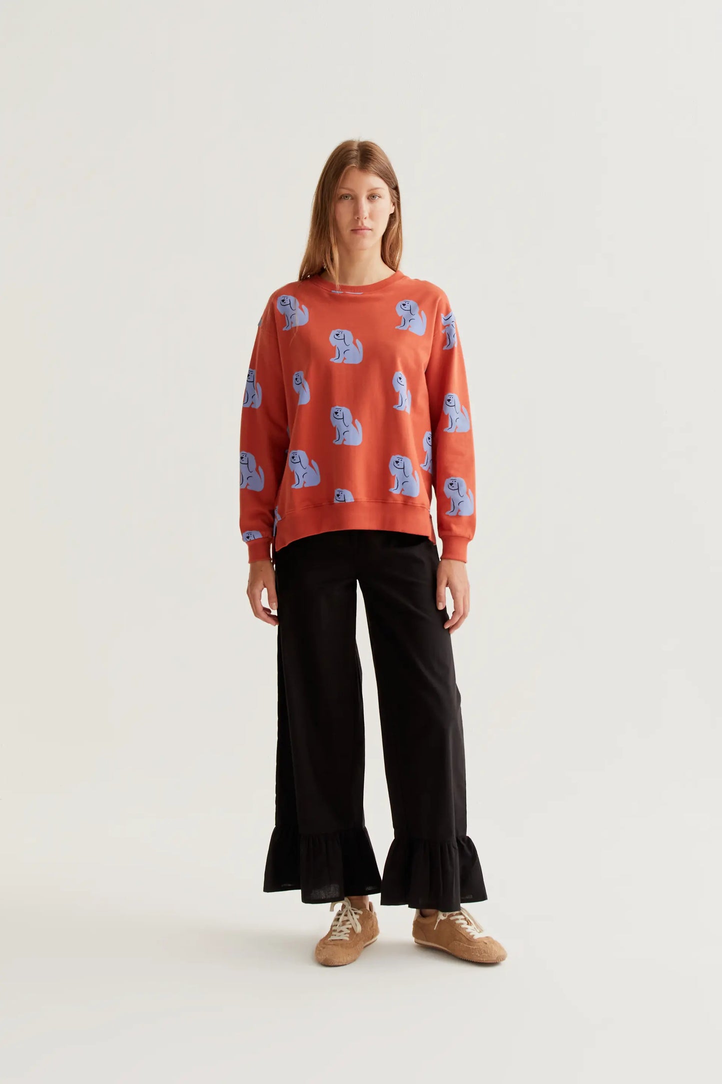 Brown Dog Print Sweatshirt