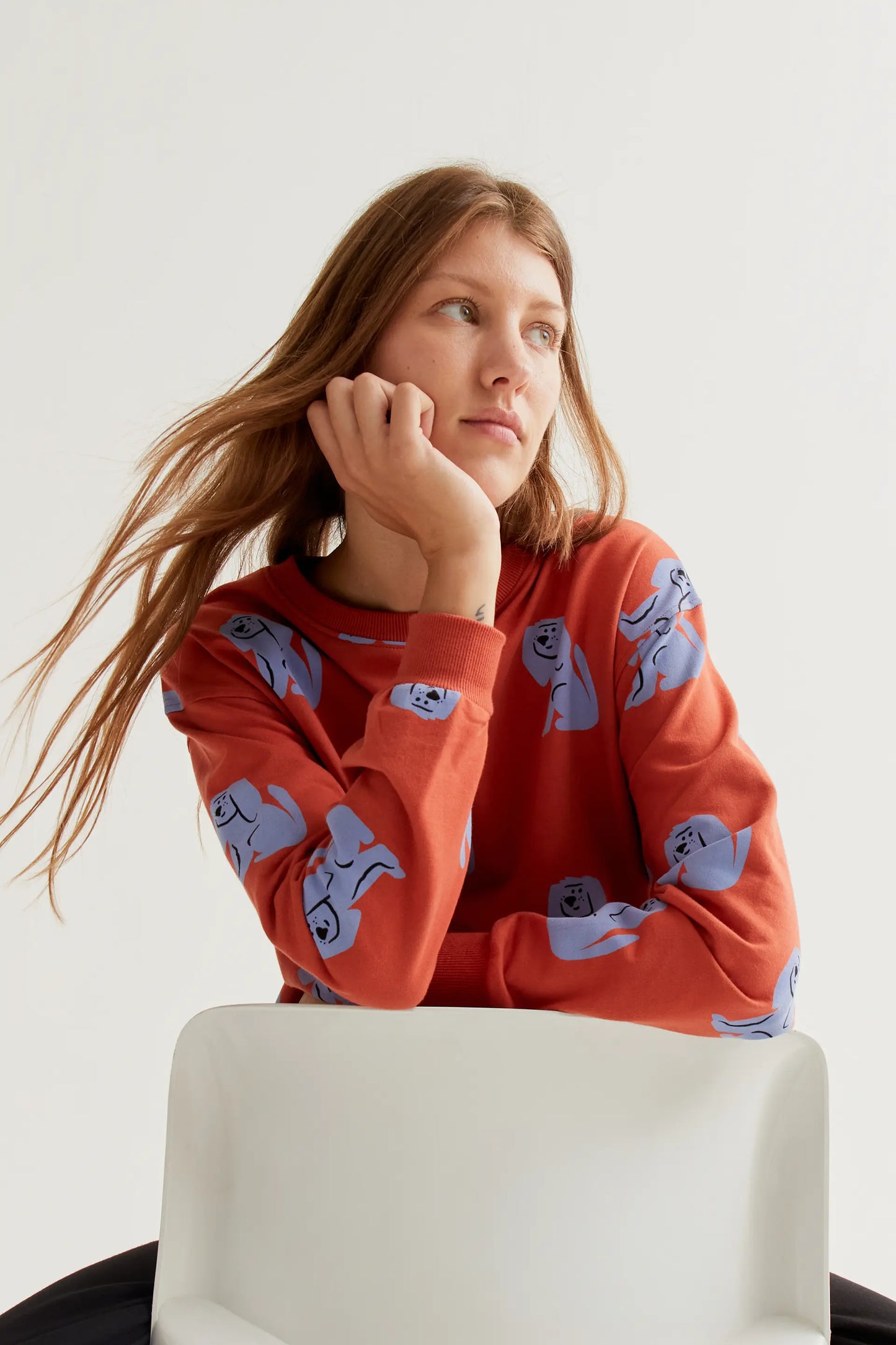 Brown Dog Print Sweatshirt