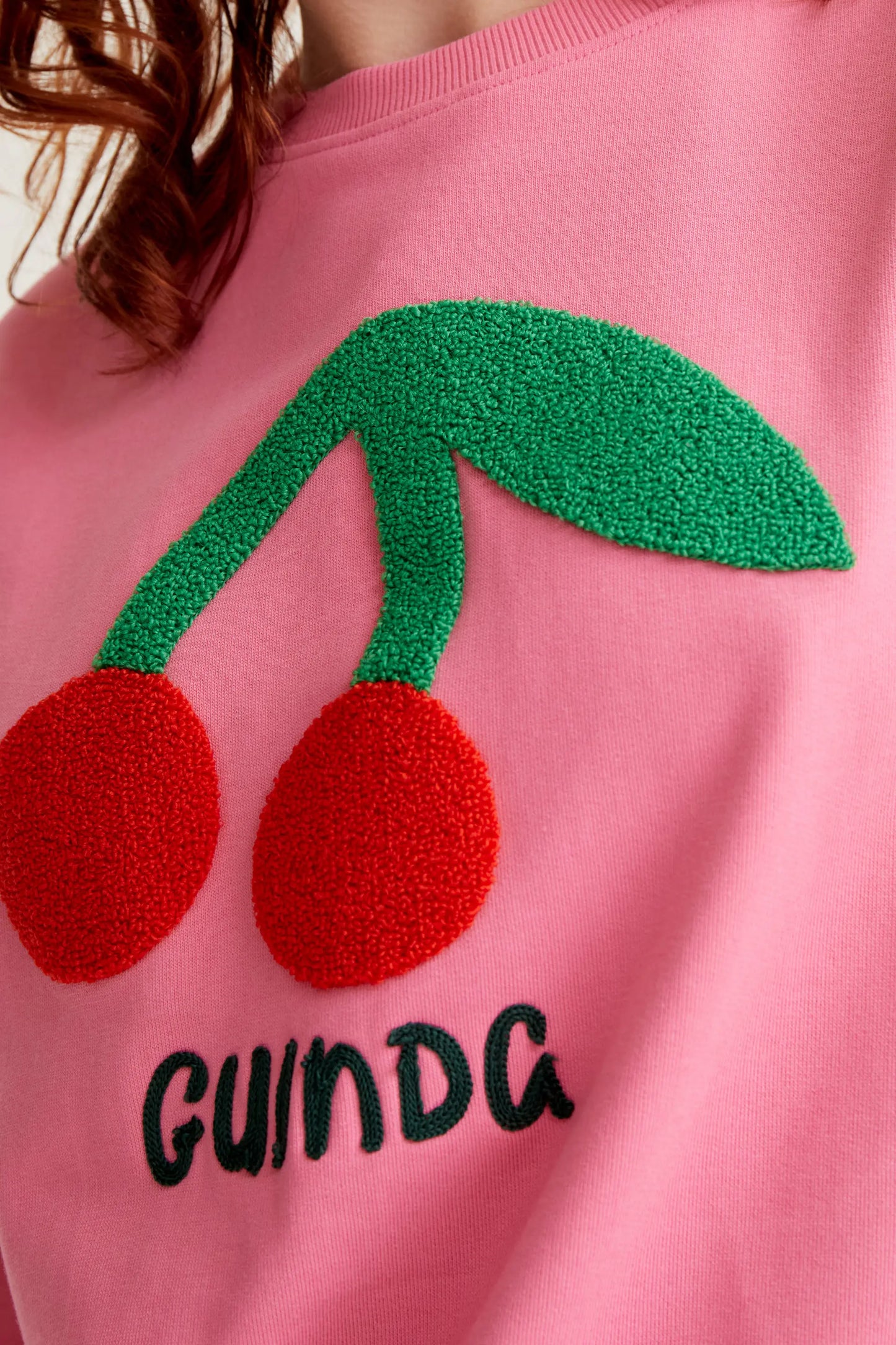 Sweatshirt with giant cherry embroidery